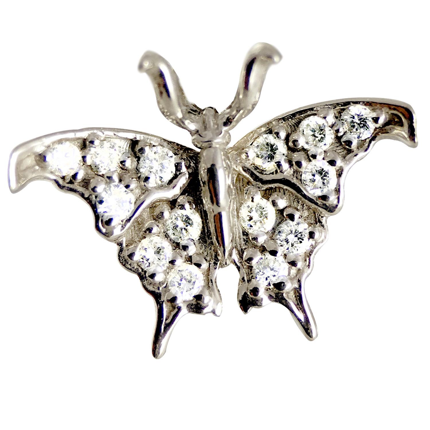 Modern Small Butterfly Diamond Earrings Front View  Yellow Gold For Sale