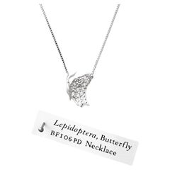 Small Butterfly Diamond Necklace Side View  White Gold