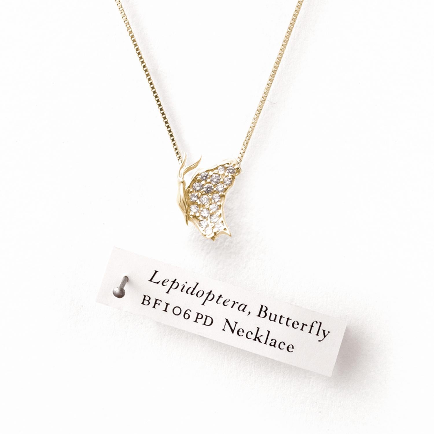 Capture the essence of delicate beauty with our Small Butterfly Diamond Necklace. This enchanting piece is a true treasure, radiating elegance and grace. Crafted in 14k Yellow Gold, it showcases a stunning butterfly design adorned with 7