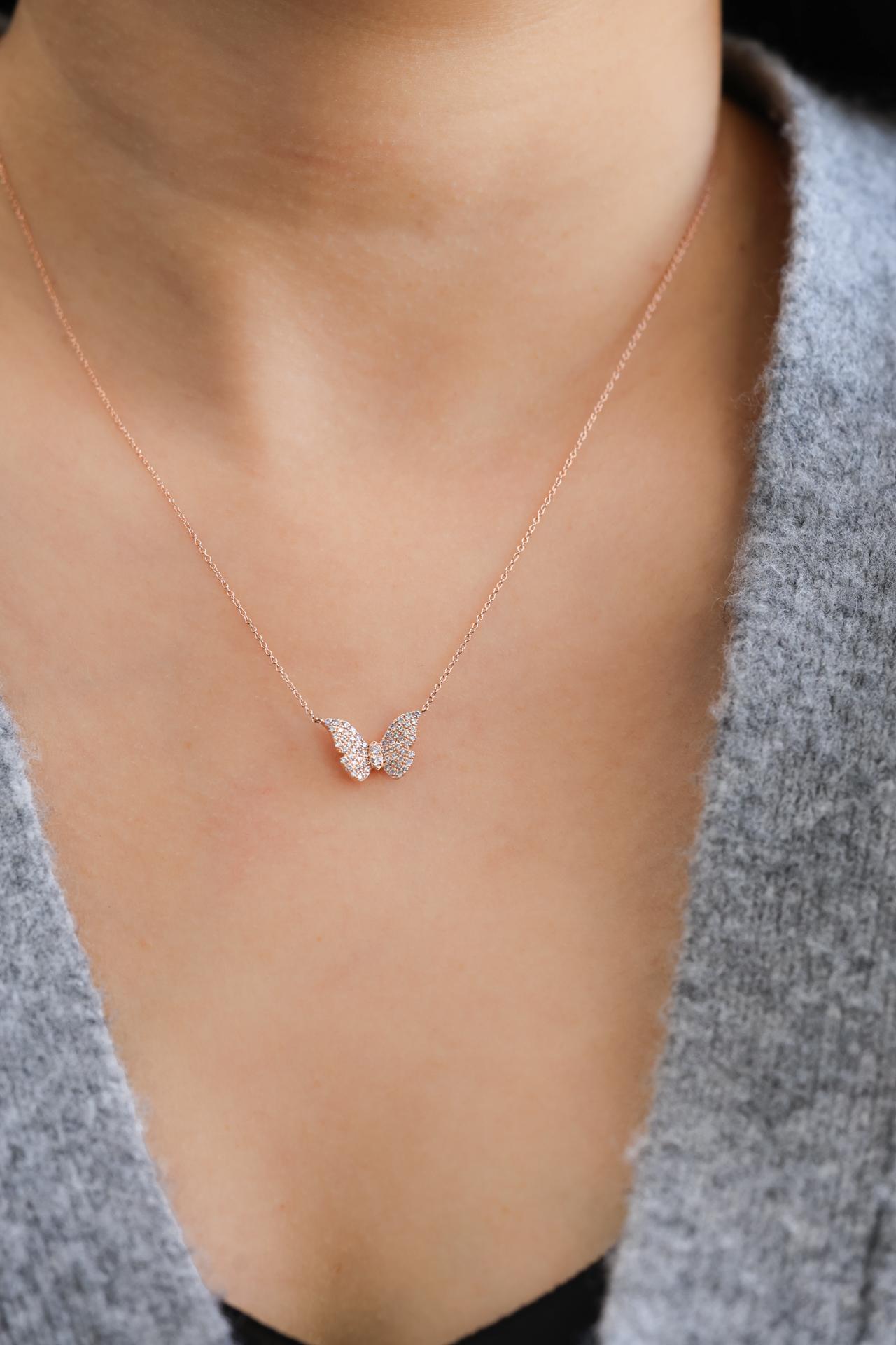 Small Butterfly Pave Pendant In New Condition For Sale In Los Angeles, CA