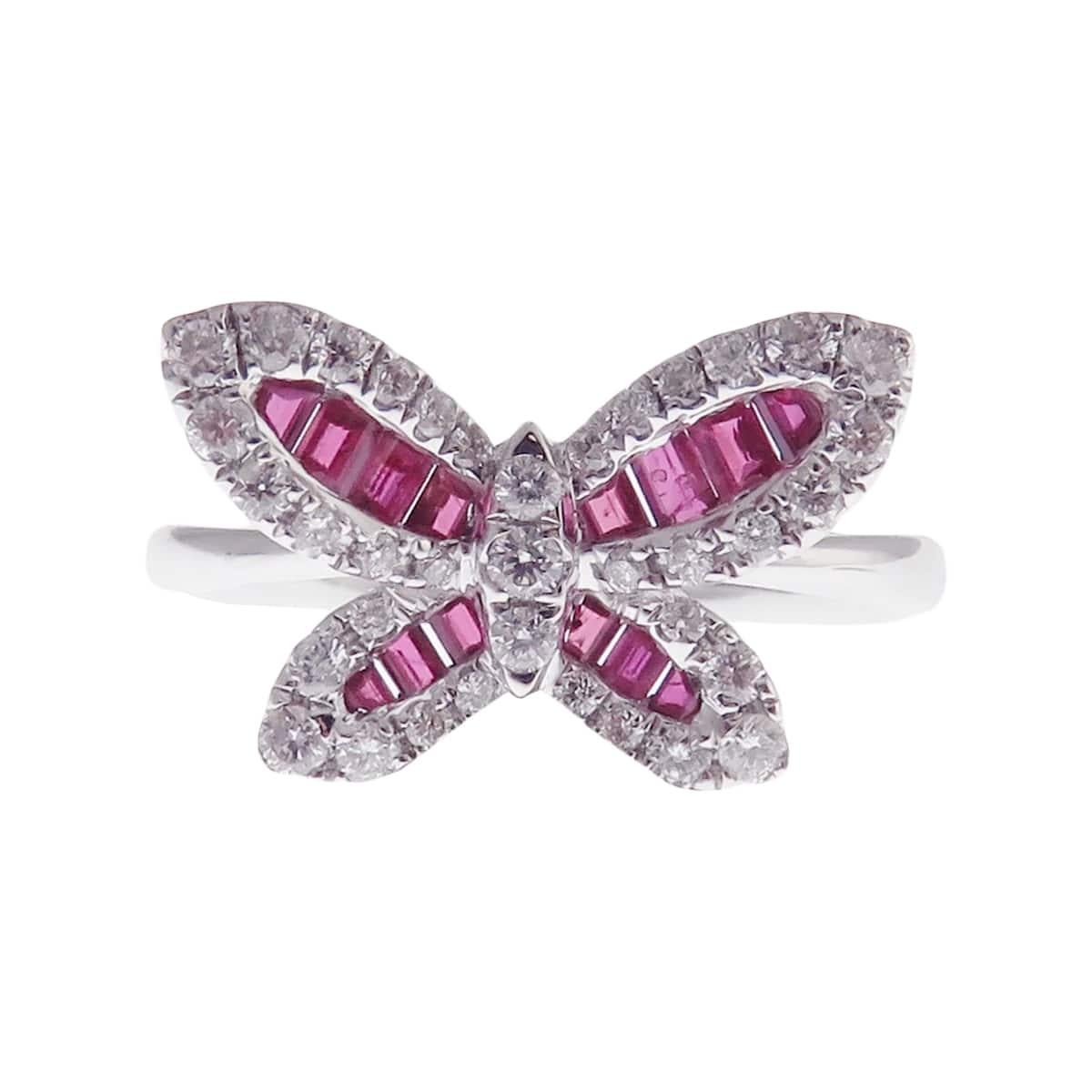 Small Butterfly Ruby Earring Ring Set In New Condition For Sale In Los Angeles, CA