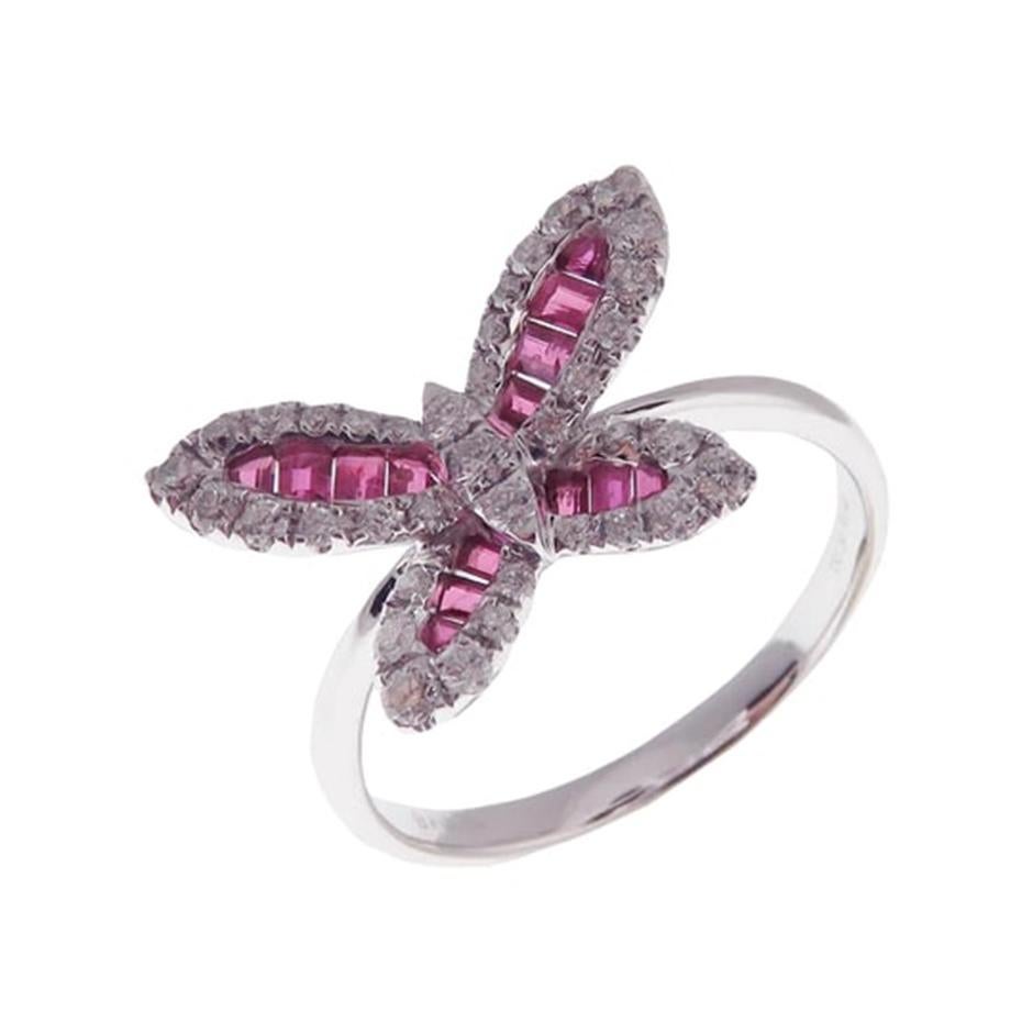 Women's Small Butterfly Ruby Earring Ring Set For Sale