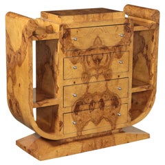Small Cabinet, Ash Burl Veneered, Italy, 20th Century