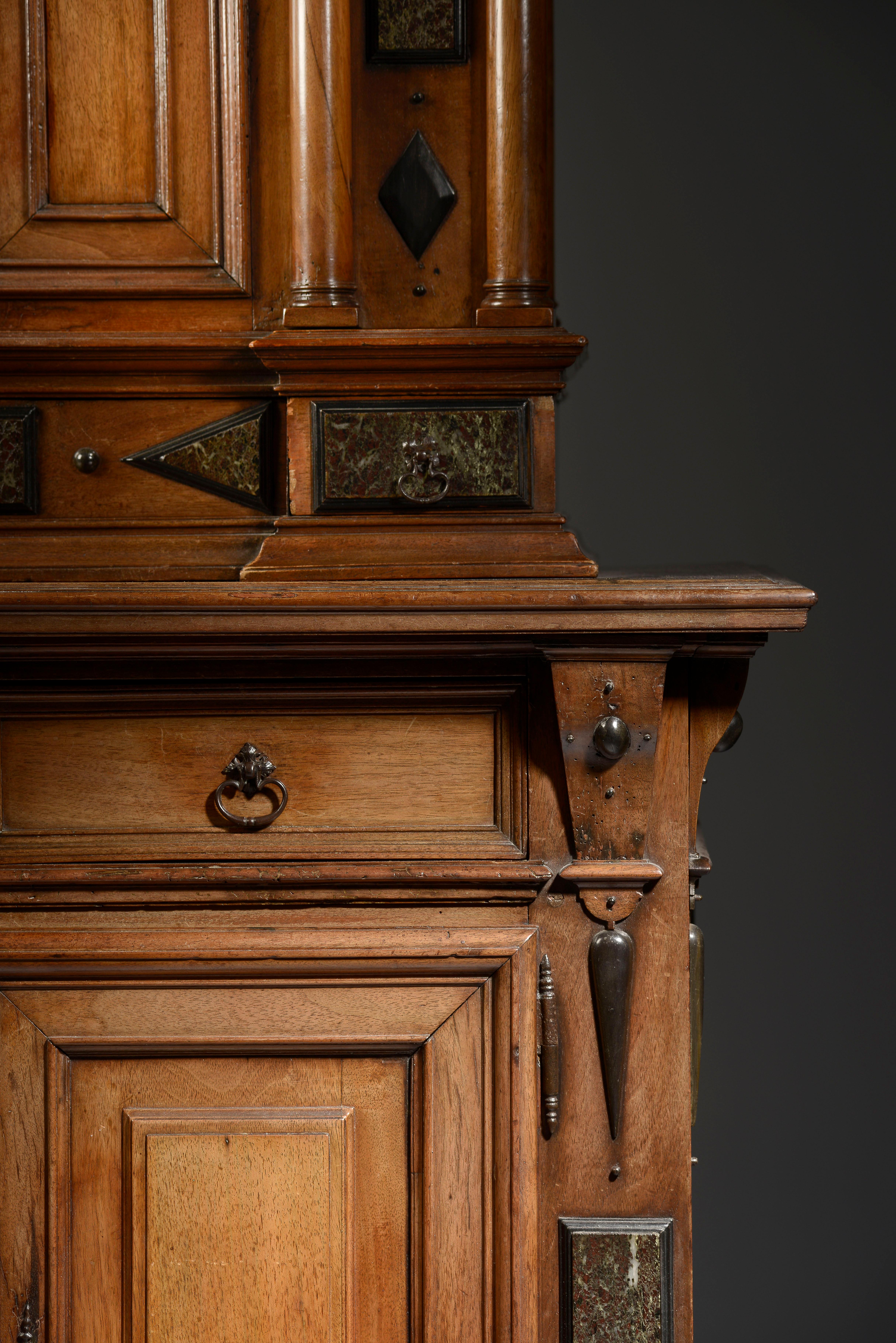 Small Cabinet by l'Ecole de Fontainebleau Incrusted with Marble Tablets For Sale 5