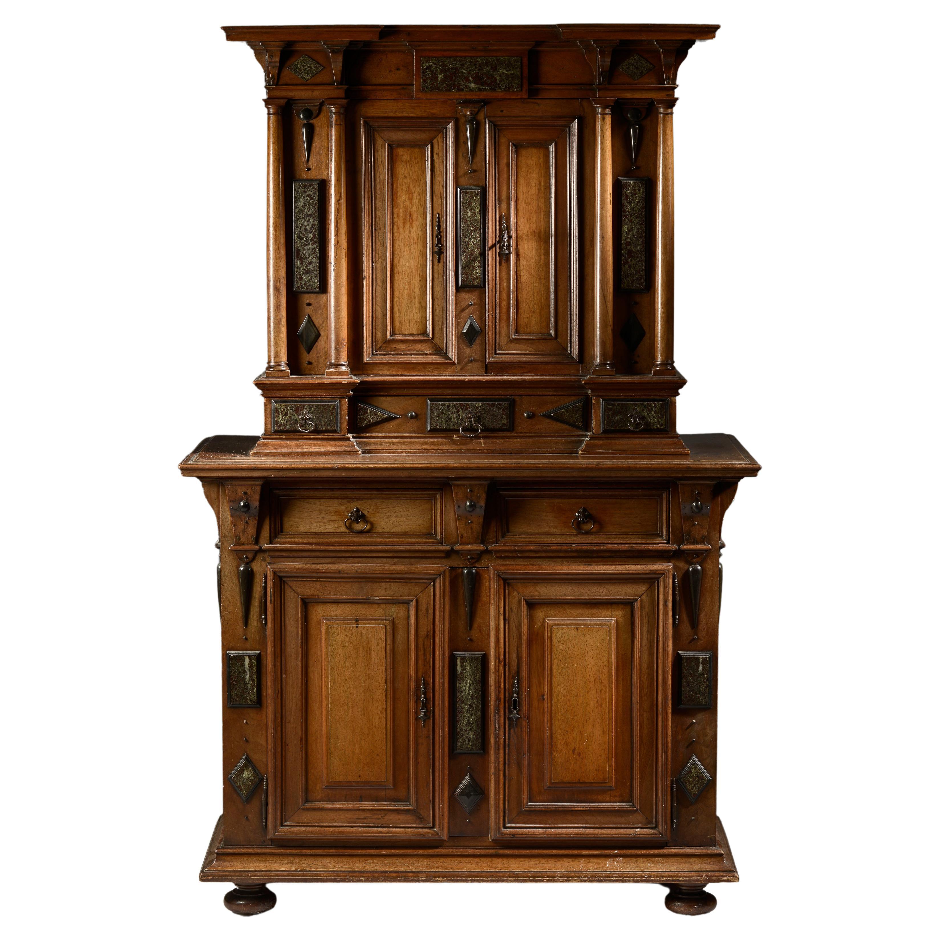 Small Cabinet by l'Ecole de Fontainebleau Incrusted with Marble Tablets For Sale