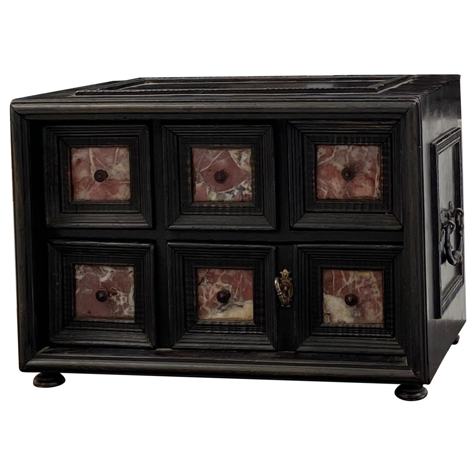 Small Cabinet de Curiosites with Marble finishing For Sale