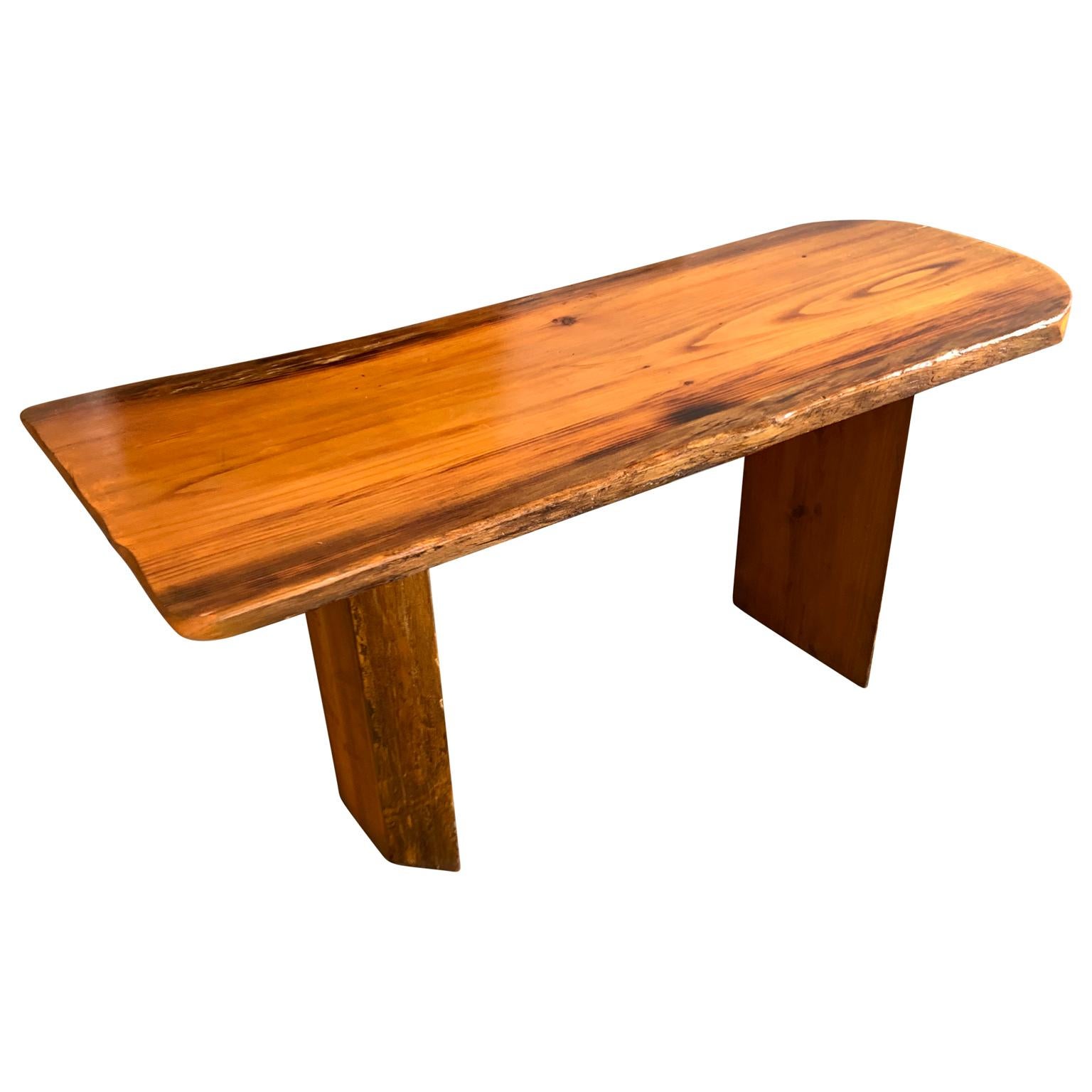 Folk Art Small Californian Live Edge Bench in Solid Wood