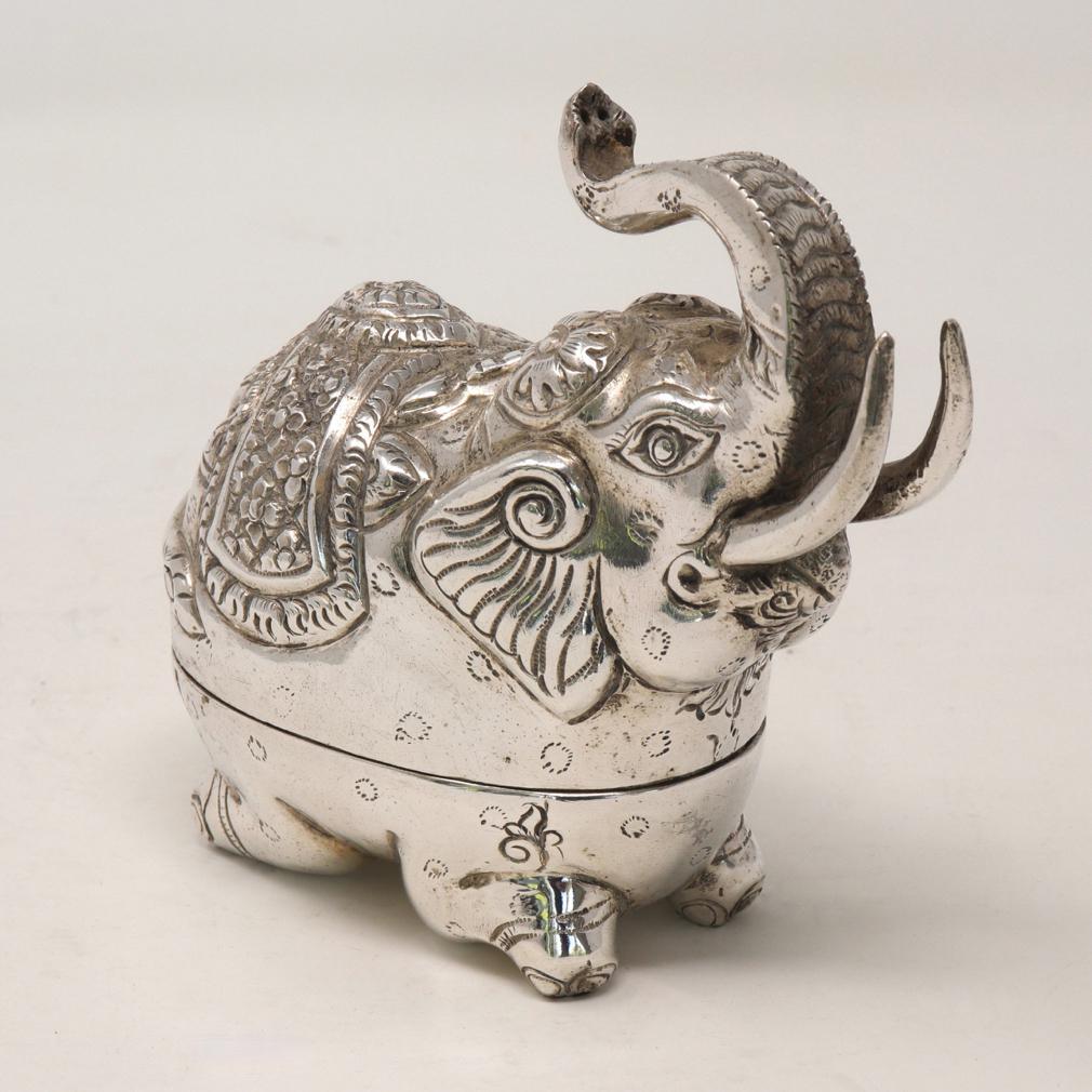 Other Small Cambodian Silver Elephant Box For Sale