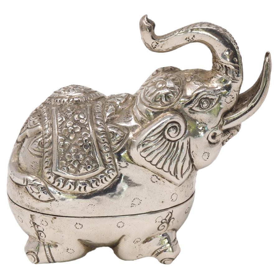 Small Cambodian Silver Elephant Box