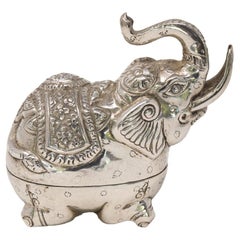Vintage Small Cambodian Silver Elephant Box