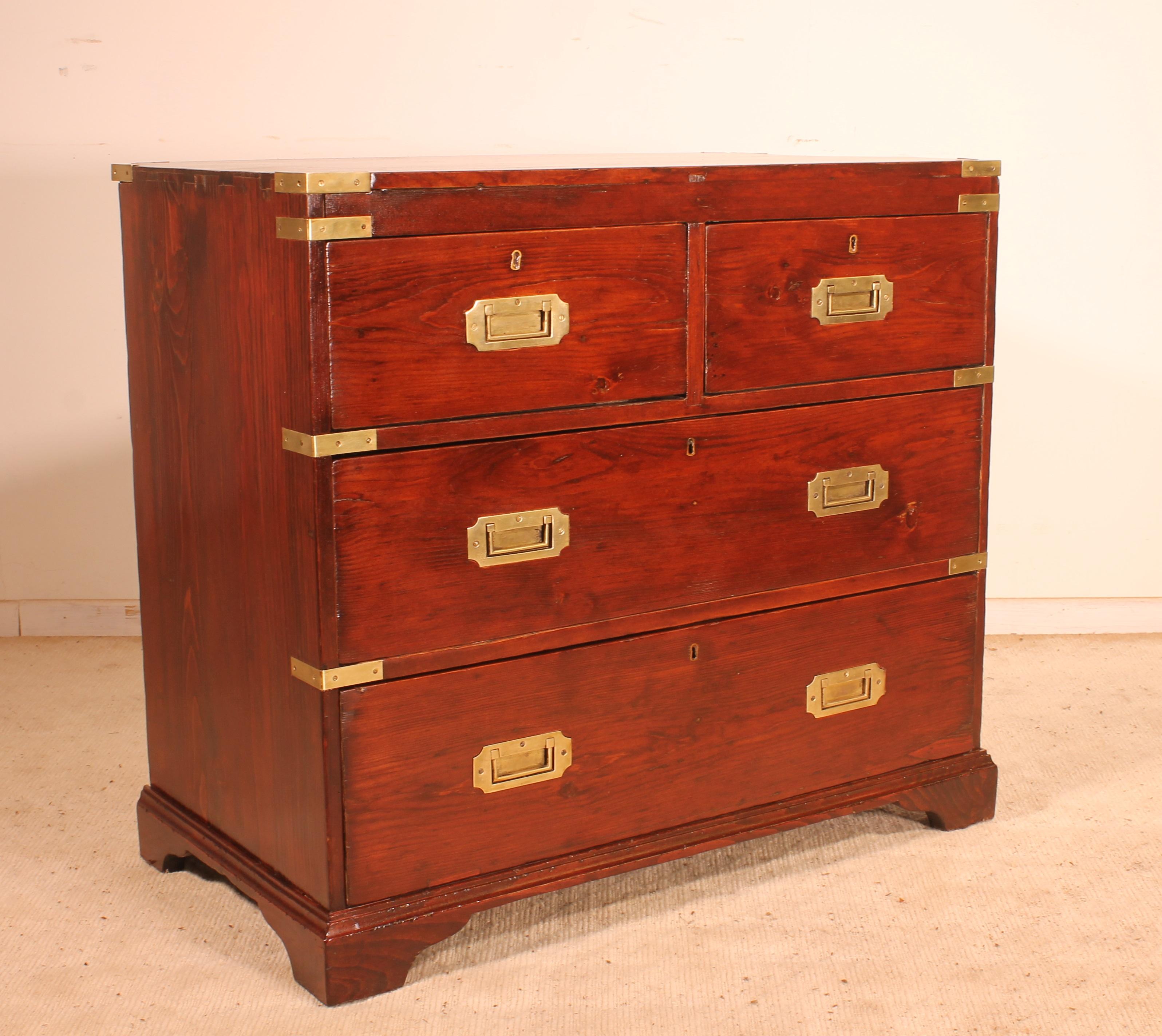 Small Campaign Chest of Drawers from 19th Century Stamped Heals & Sons London 2