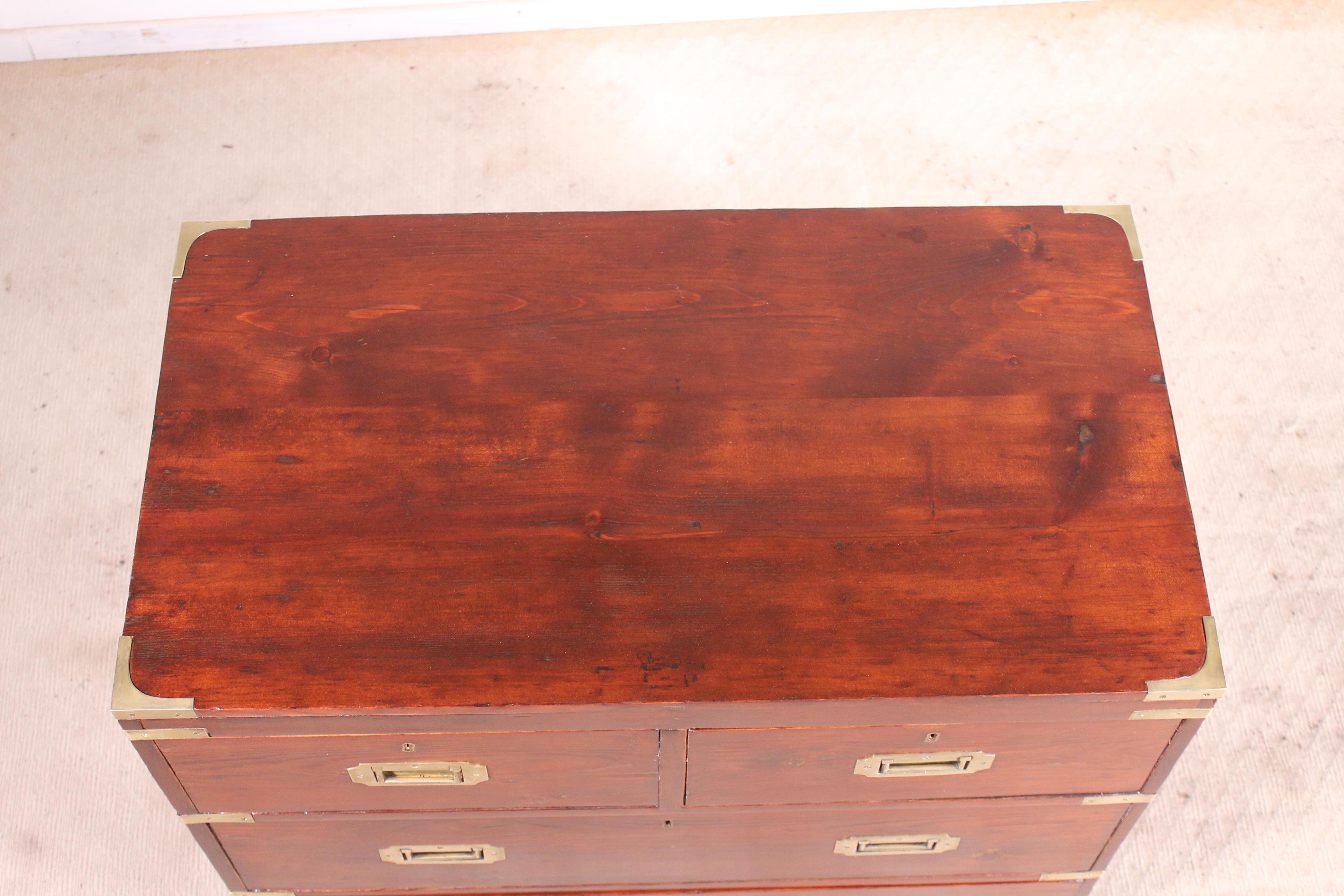 Small Campaign Chest of Drawers from 19th Century Stamped Heals & Sons London 4