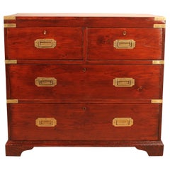 Antique Small Campaign Chest of Drawers from 19th Century Stamped Heals & Sons London