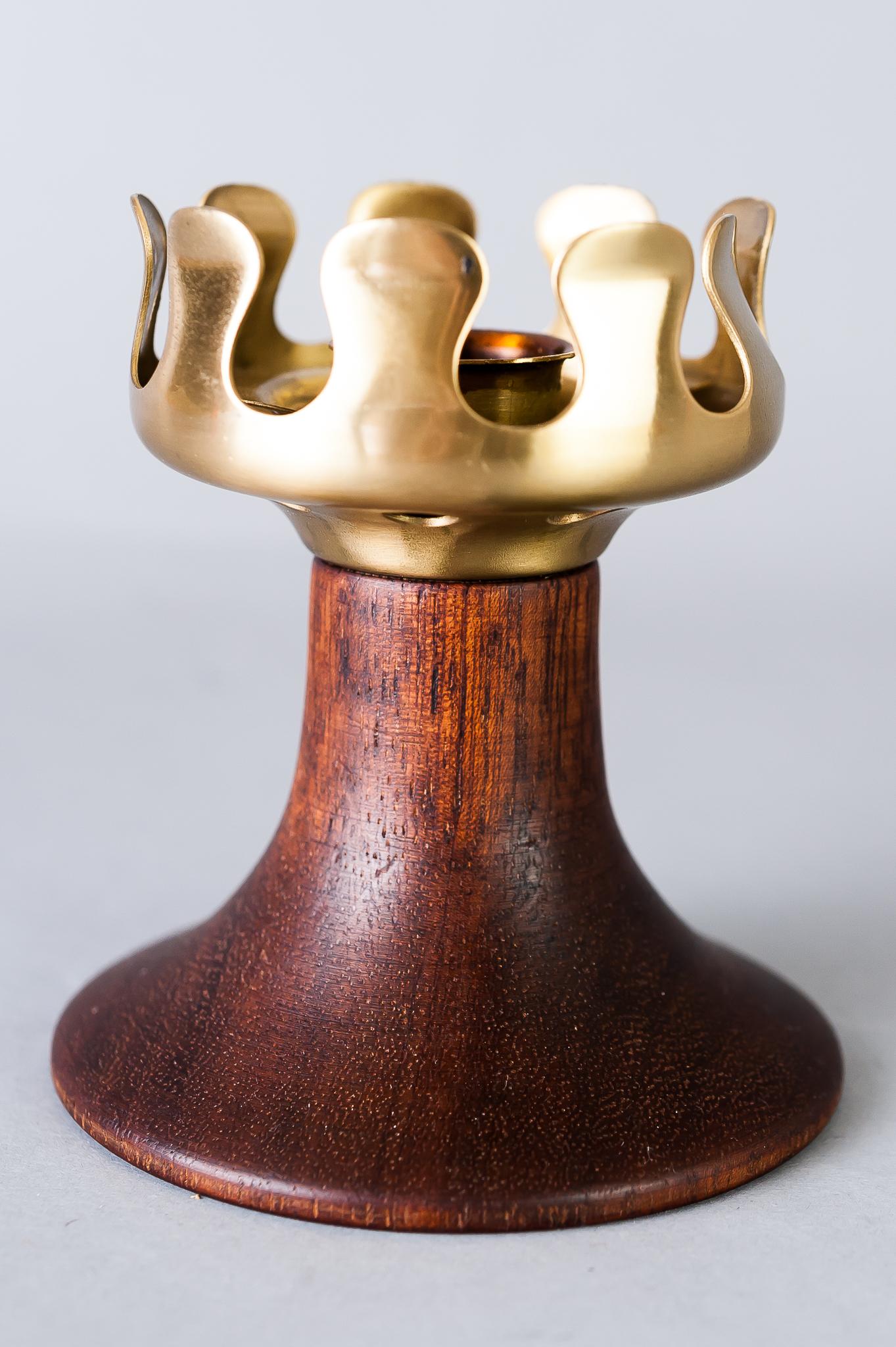 Austrian Small Candle Holder Teak Wood, circa 1960s For Sale