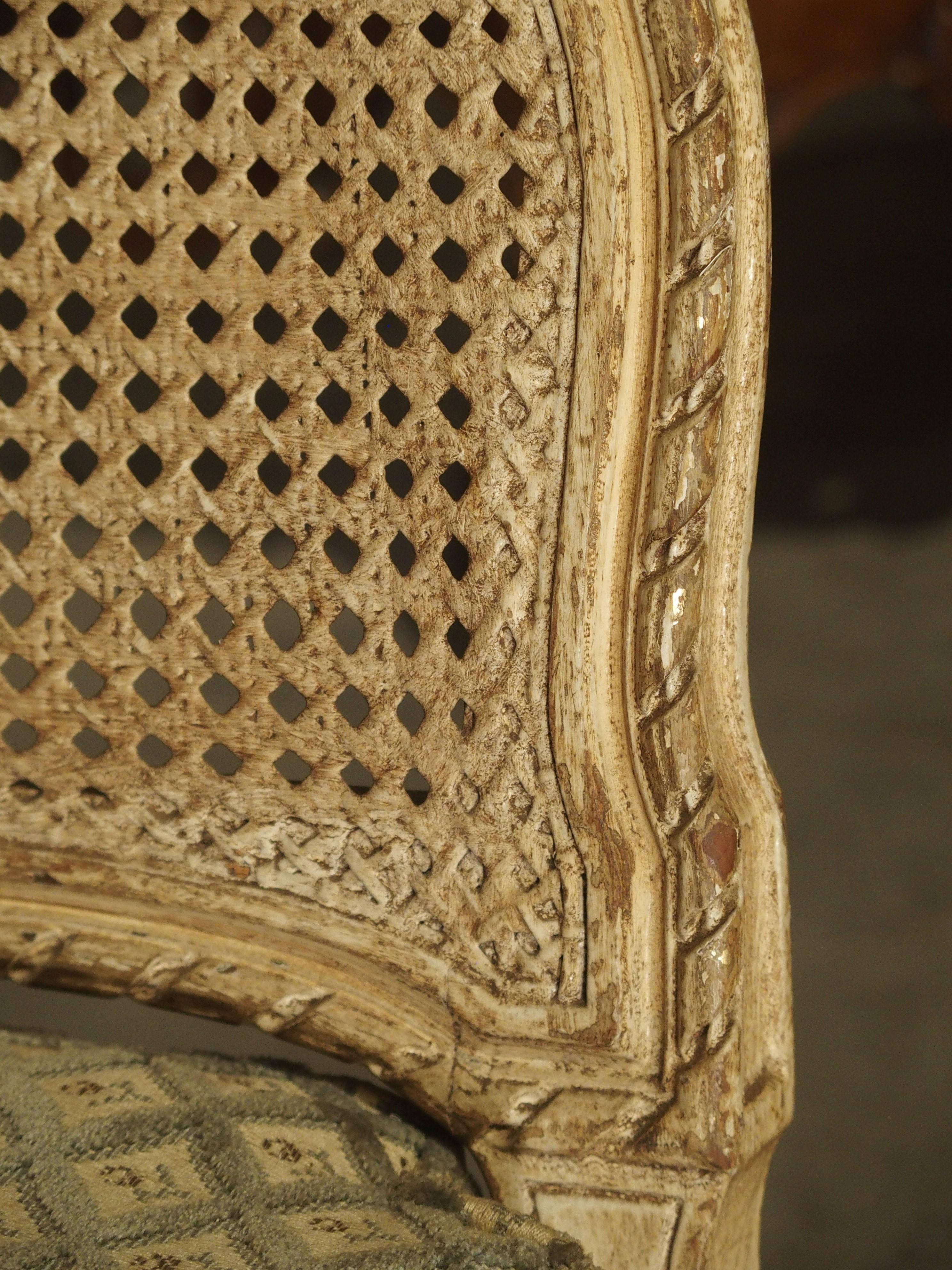 Small Caned and Painted Louis XVI Style Banquette, Circa 1890 6