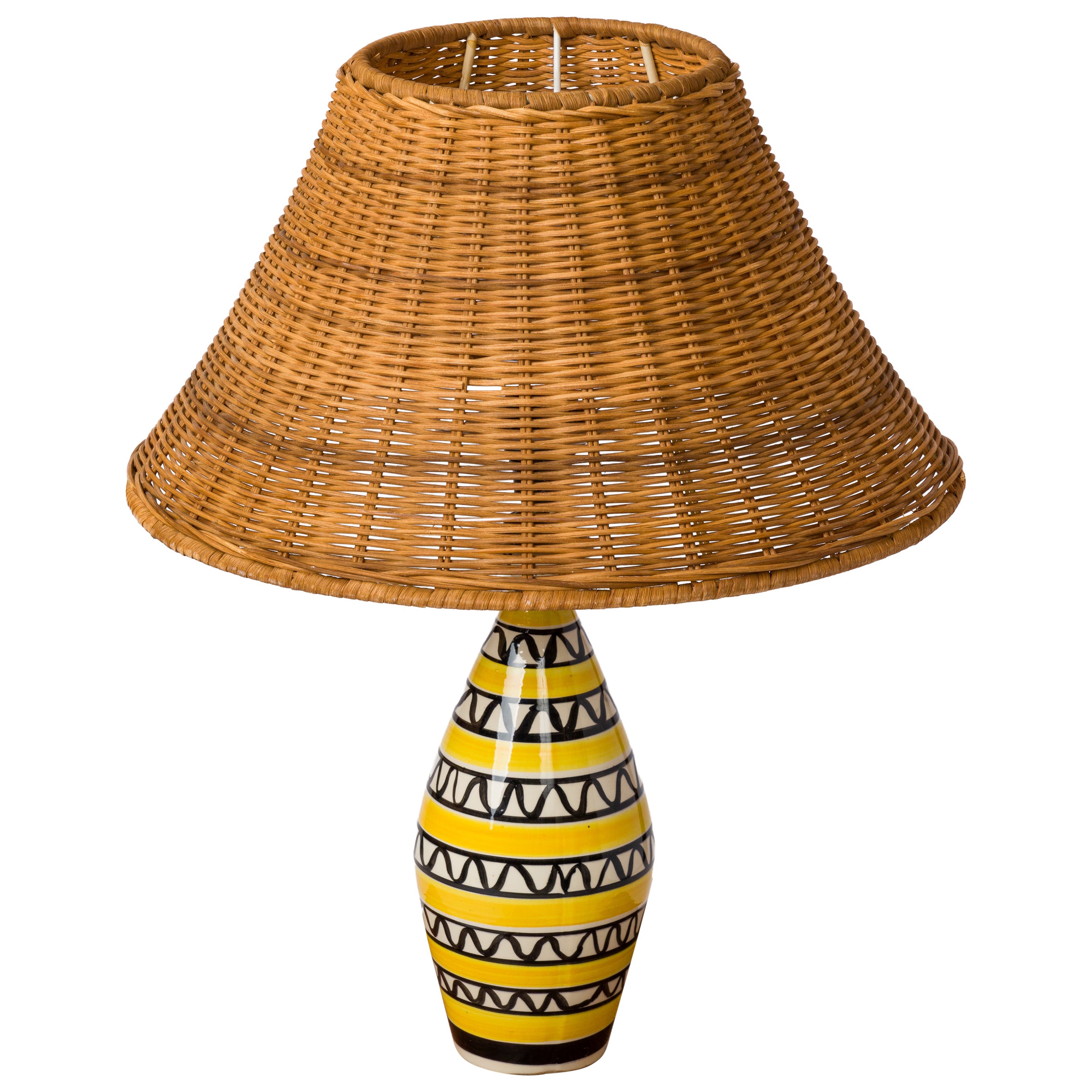 Kleine glasierte Keramiklampe im Capron-Stil Vallauris - Frankreich 1950er Jahre