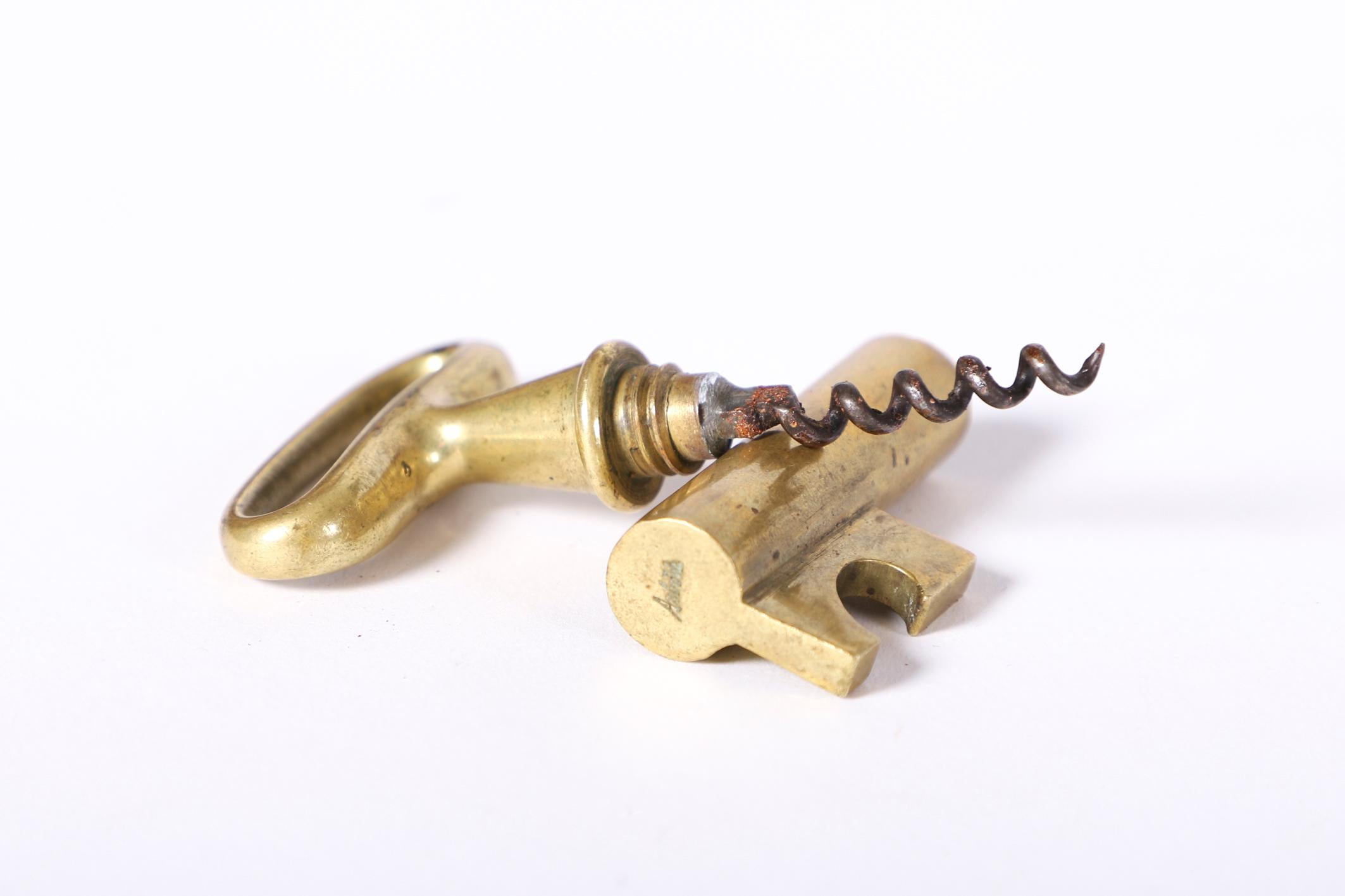 20th Century Small Carl Auböck Heavy Brass Corkscrew in a Key Shape For Sale