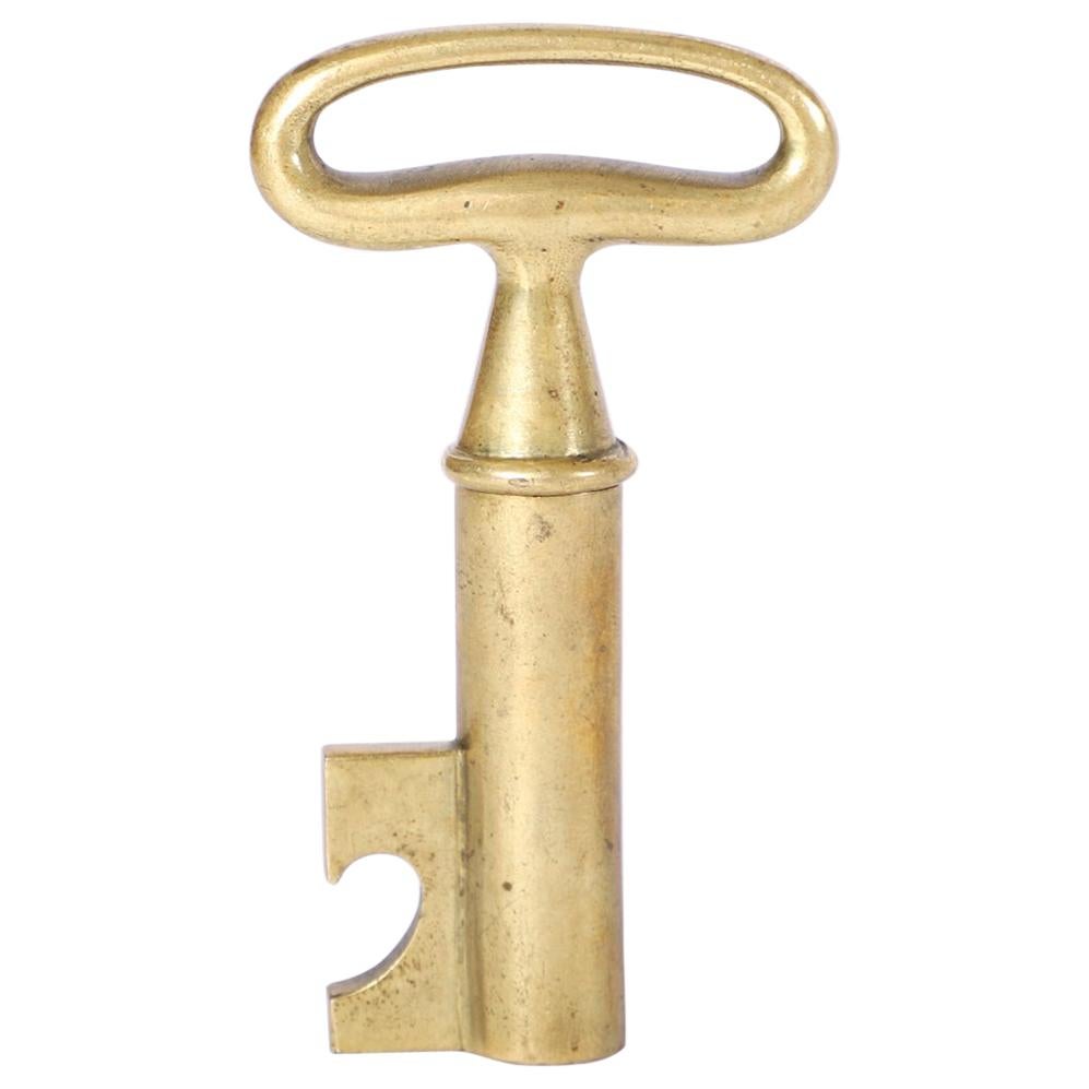 Small Carl Auböck Heavy Brass Corkscrew in a Key Shape For Sale