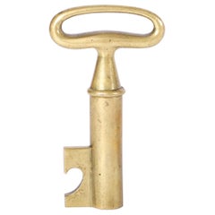 Small Carl Auböck Heavy Brass Corkscrew in a Key Shape