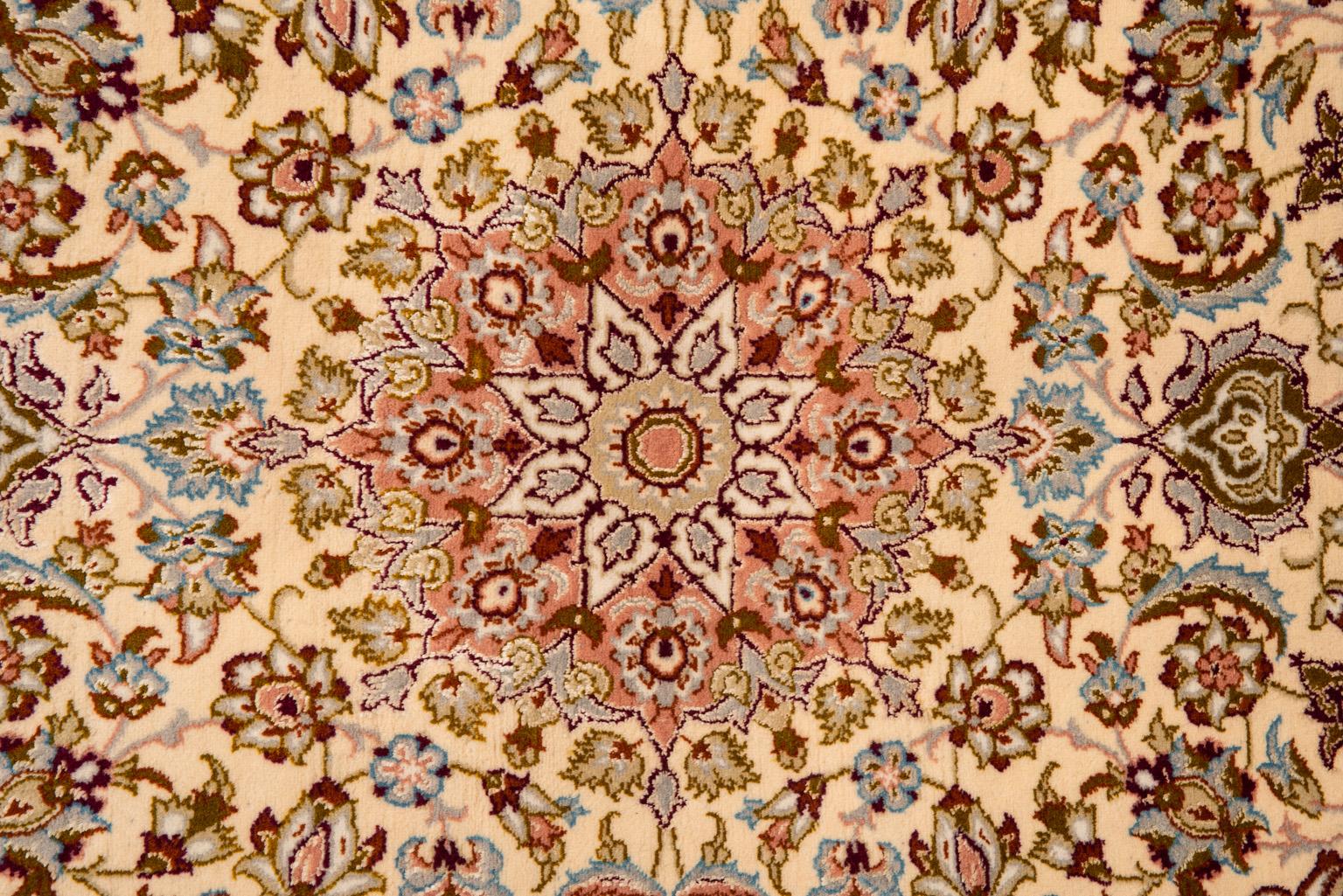 Central Asian Small Carpet with Silk Warp For Sale