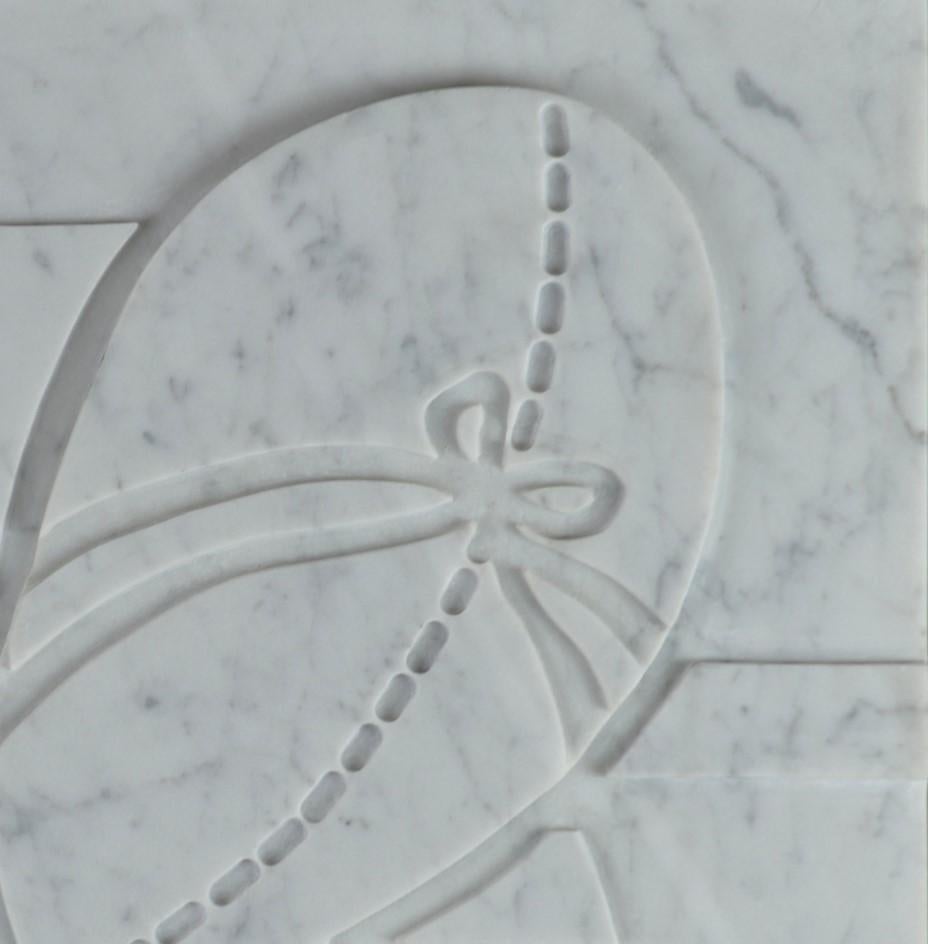 Italian Small Carrara Marble Bas-Relief Penelope