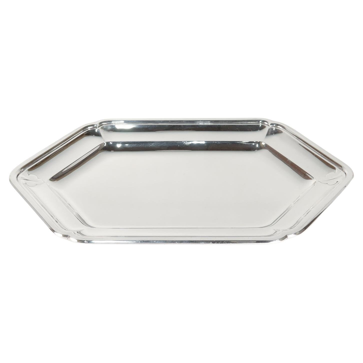 Piccolo vassoio/piatto in argento Sterling 950 Art Deco di Cartier/Robert Linzeler