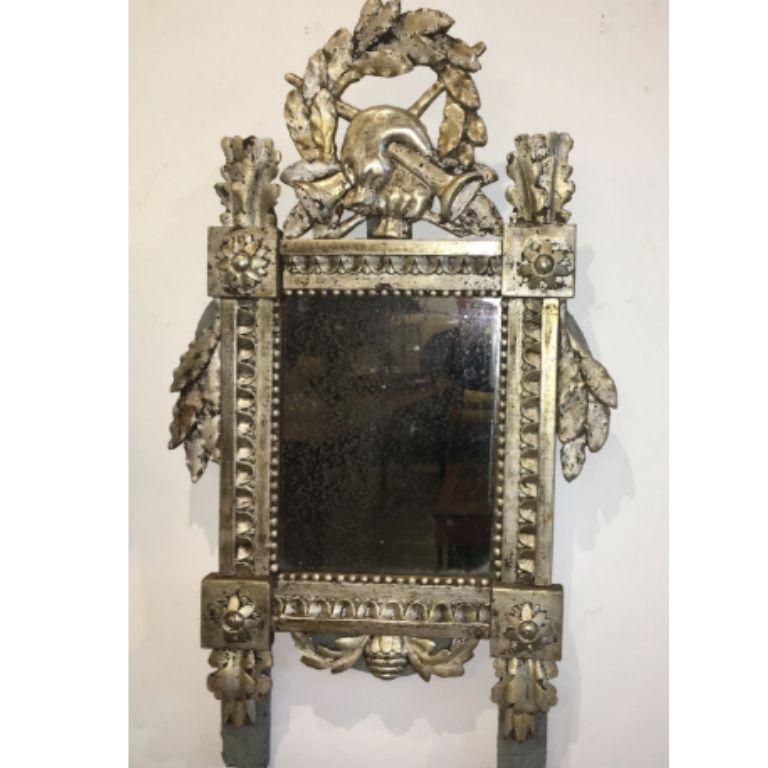 17th Century Small Carved and Silver Gilt Louis XVI French Provincial Mirror