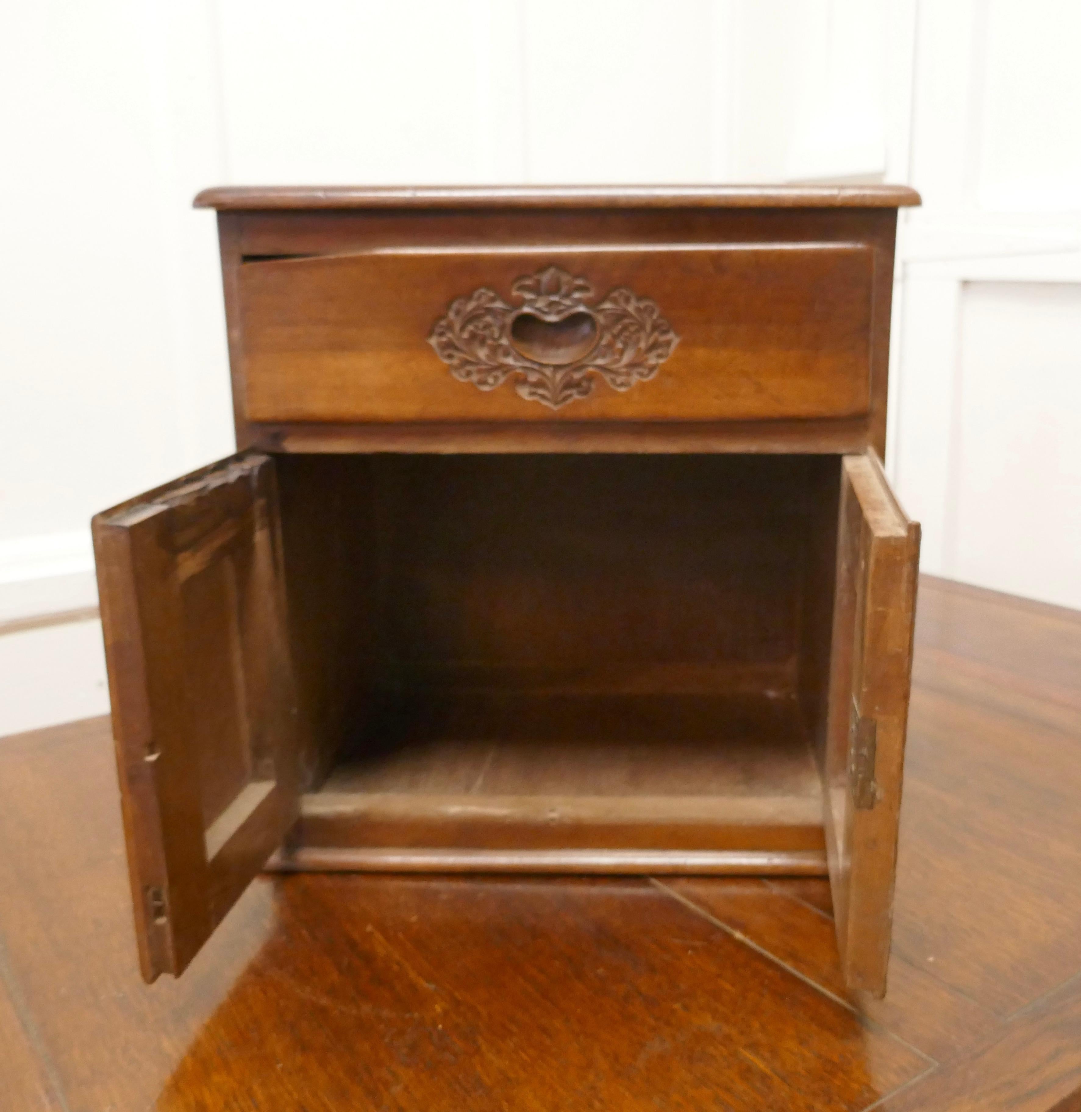 Small Carved Cupboard with Drawer   For Sale 1
