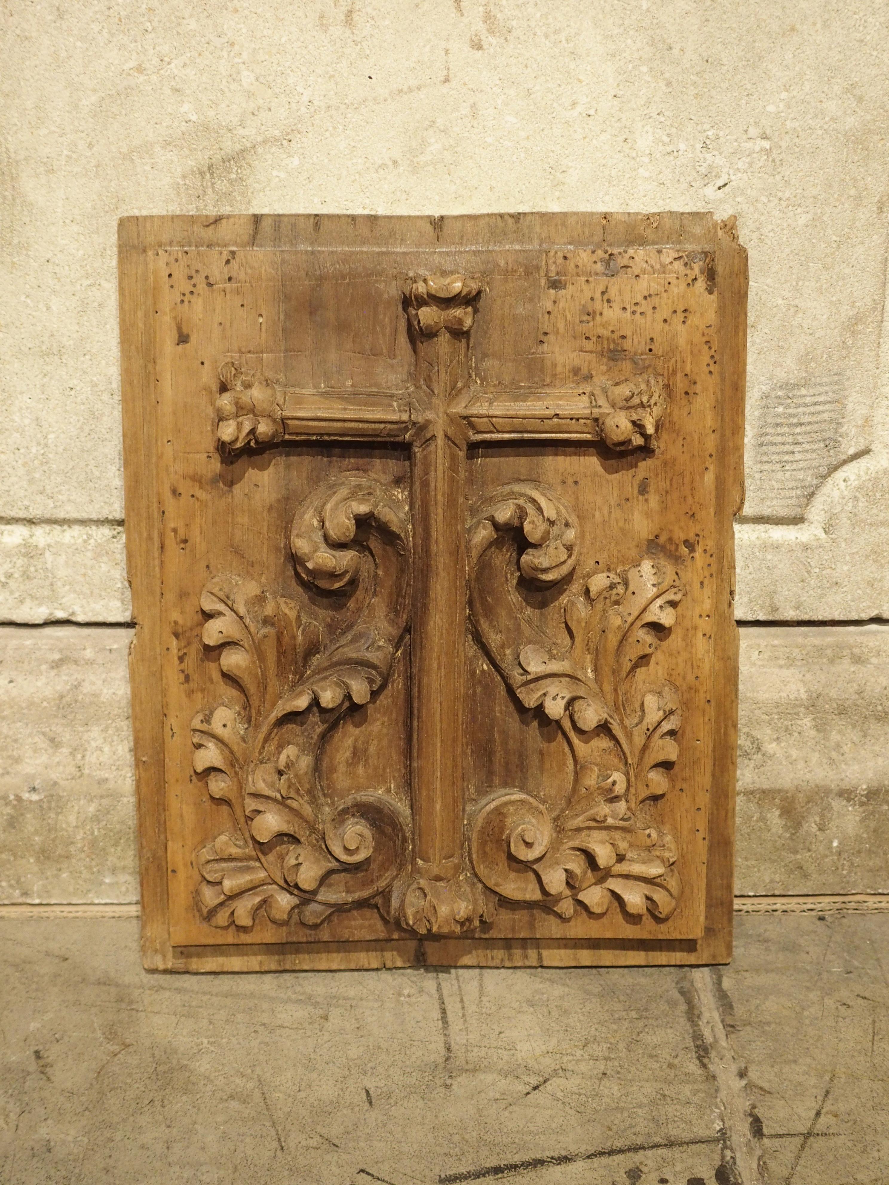 French Small Carved Fruitwood Tabernacle Panel from France, circa 1700