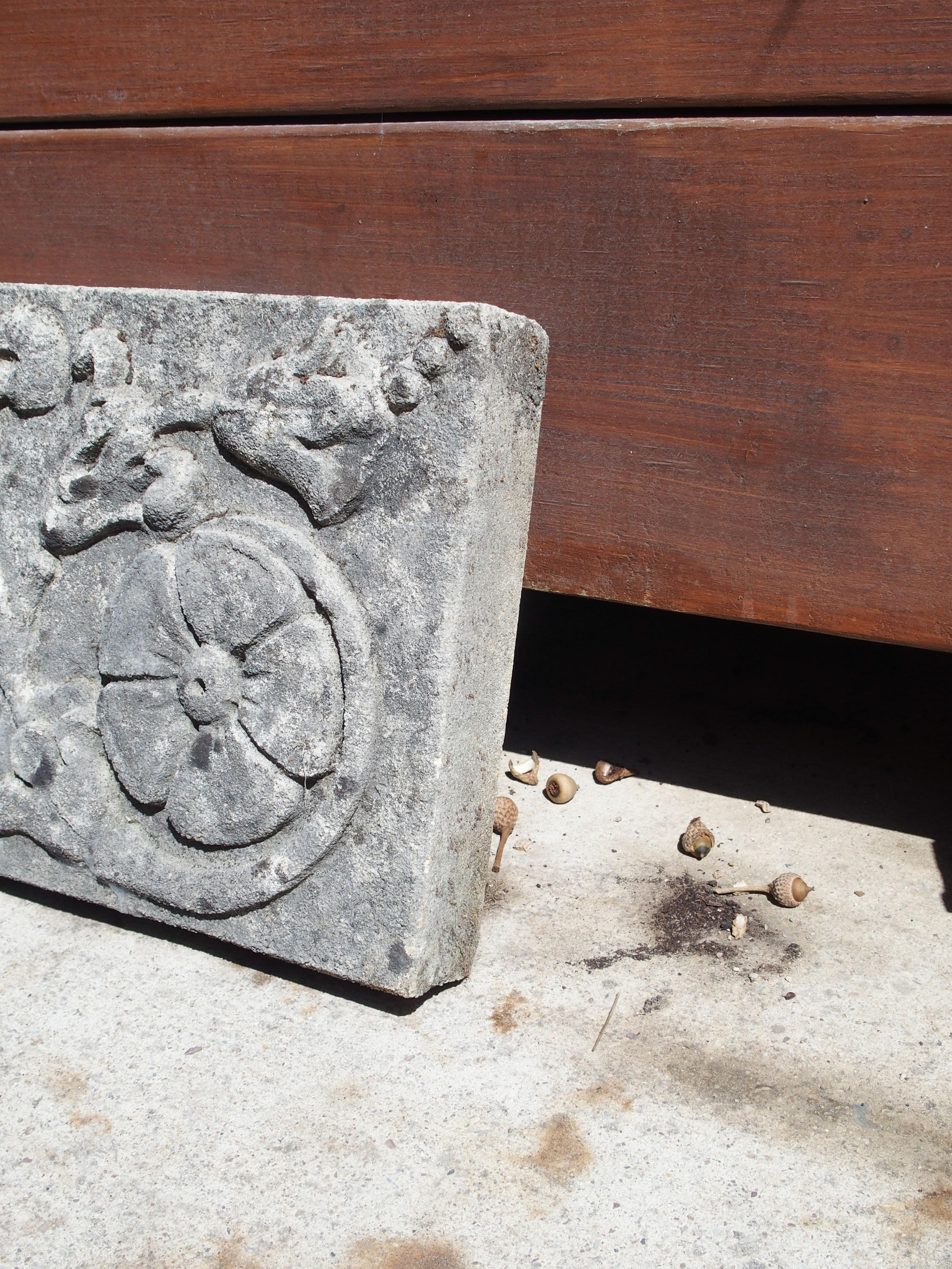 Hand-Carved Small Carved Limestone Bas Relief Plaque from Italy