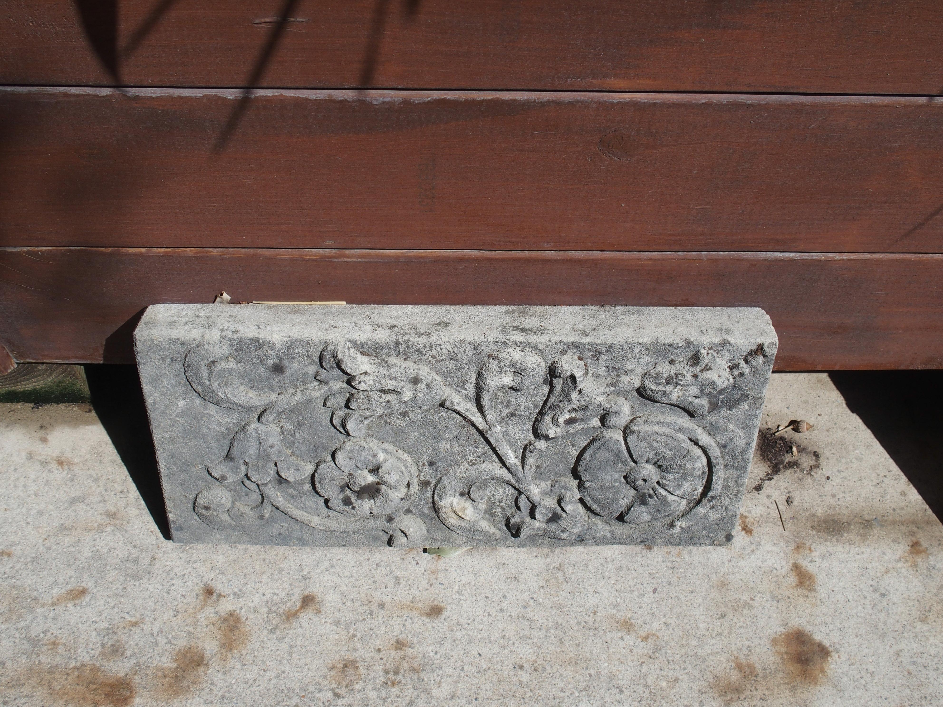 Small Carved Limestone Bas Relief Plaque from Italy In Good Condition In Dallas, TX