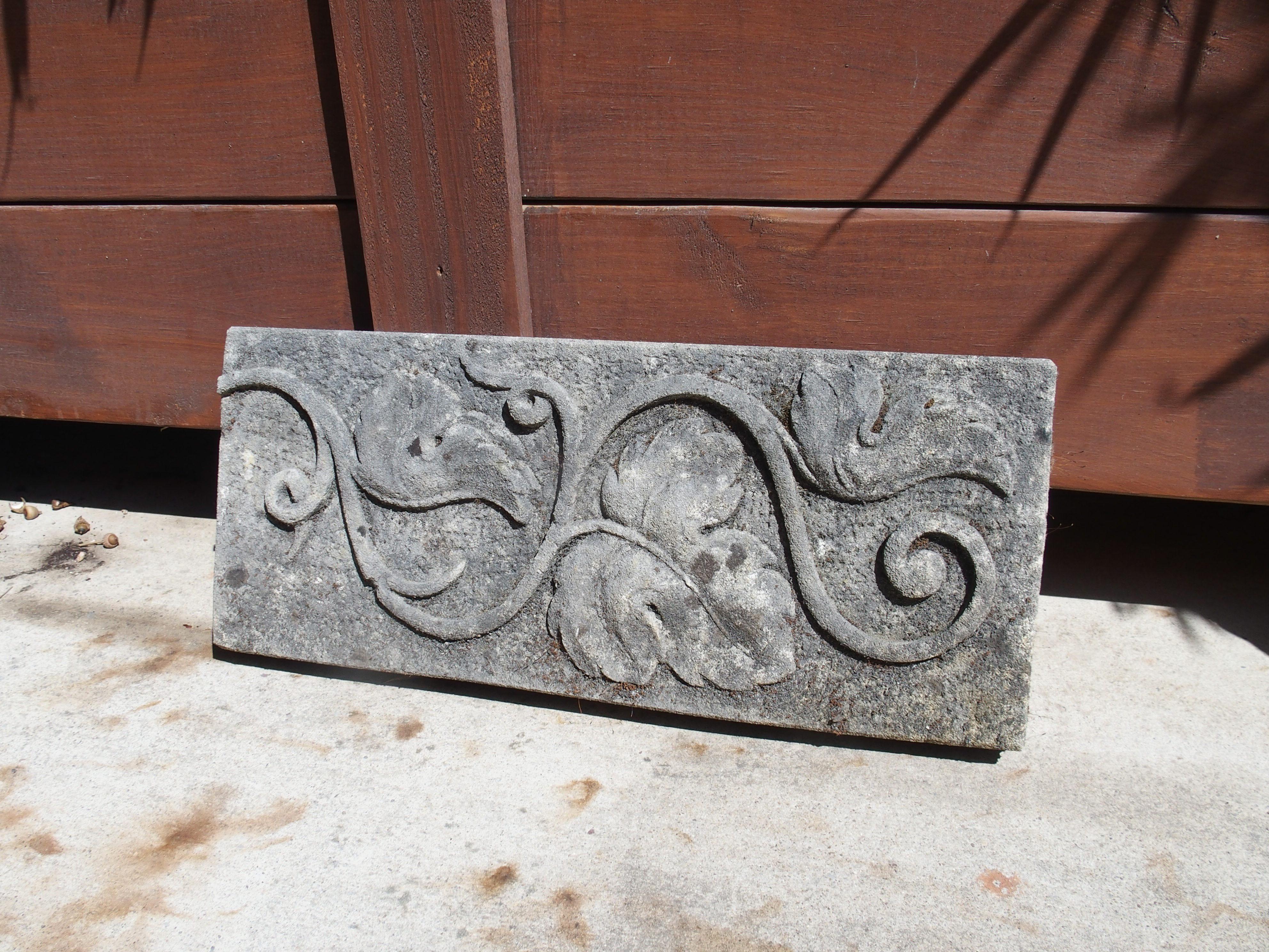 Stone Small Carved Limestone Bas Relief Plaque from Italy
