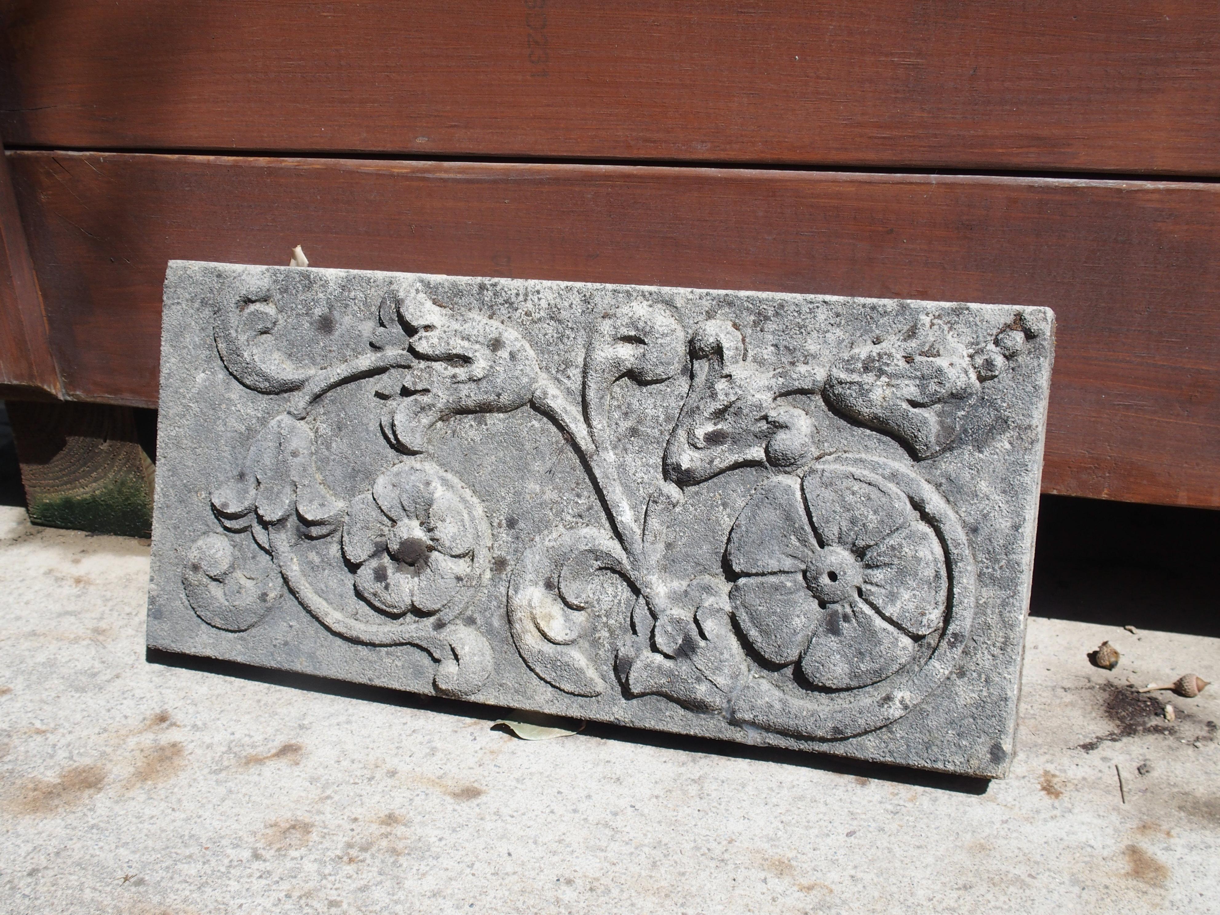 Stone Small Carved Limestone Bas Relief Plaque from Italy