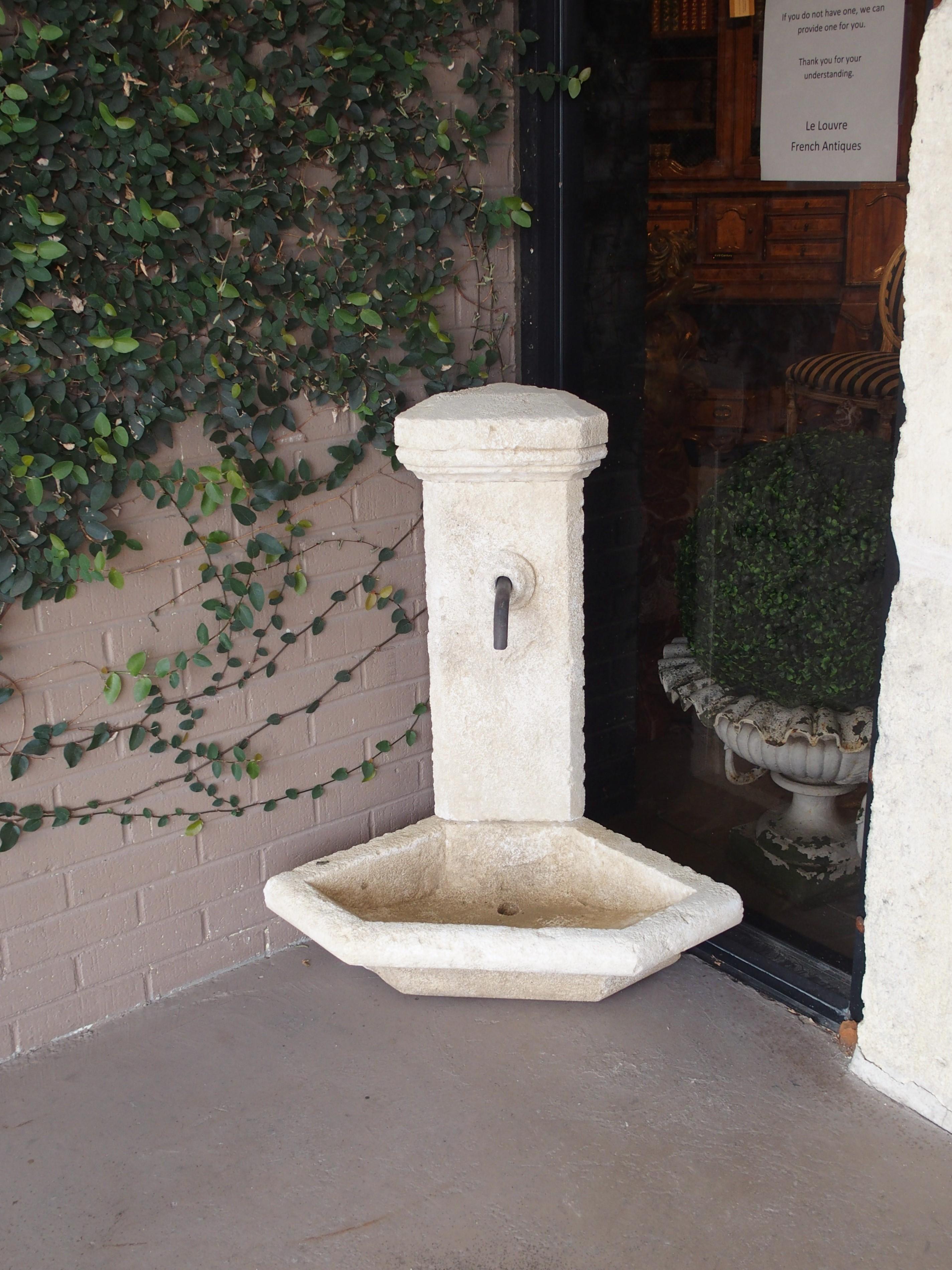 Small Carved Limestone Corner Fountain from Provence, France 3