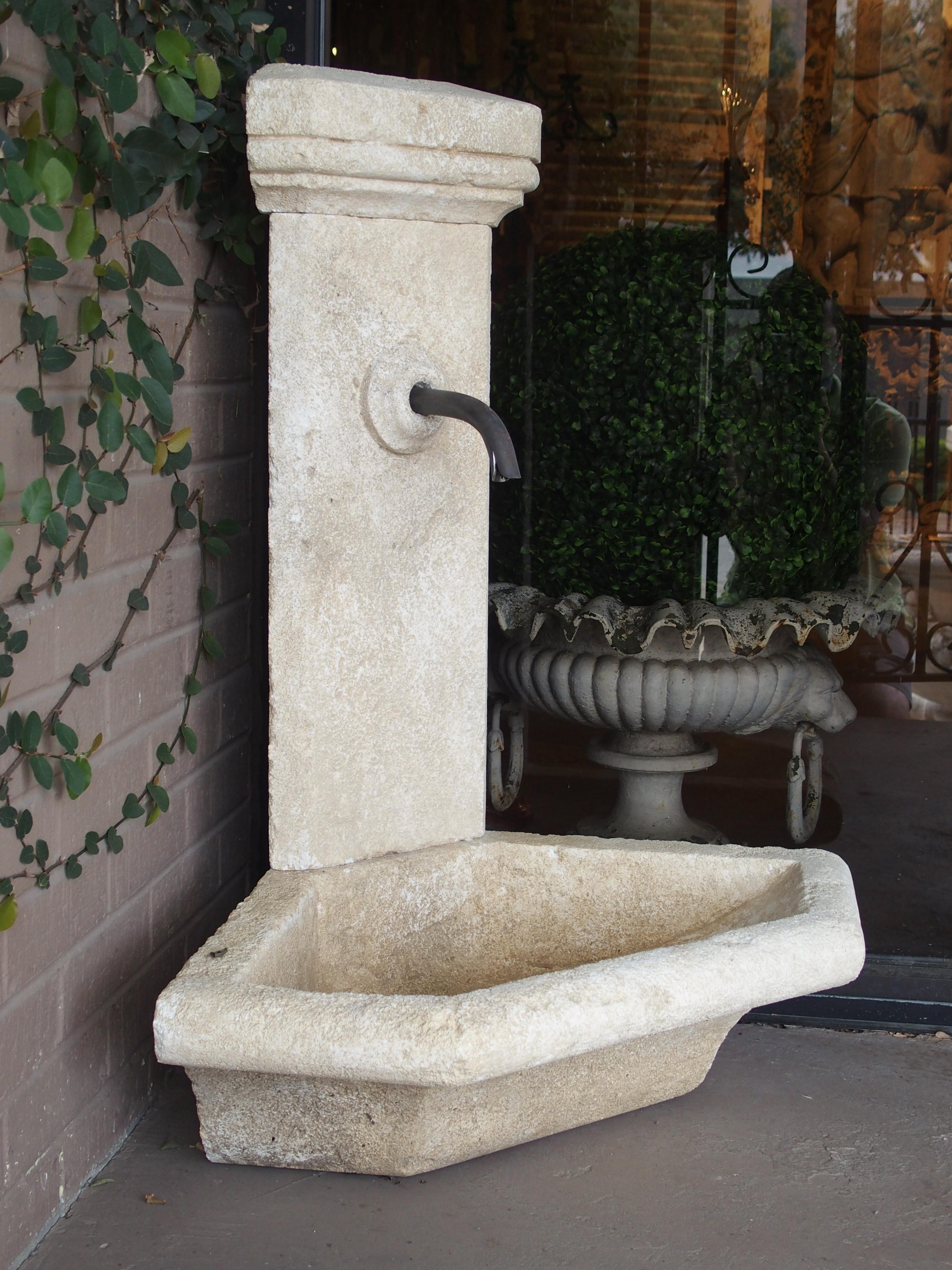 French Small Carved Limestone Corner Fountain from Provence, France