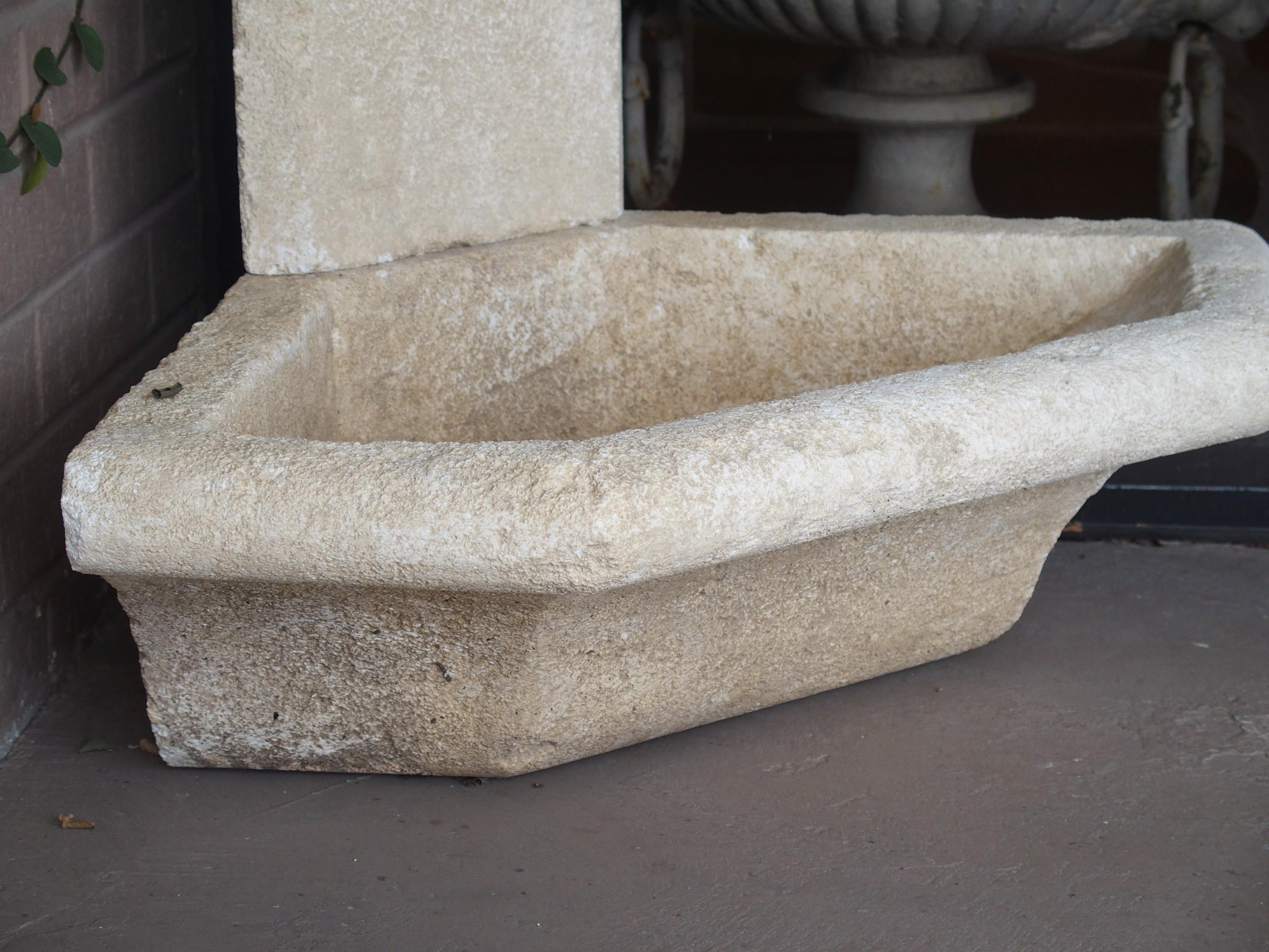 Hand-Carved Small Carved Limestone Corner Fountain from Provence, France