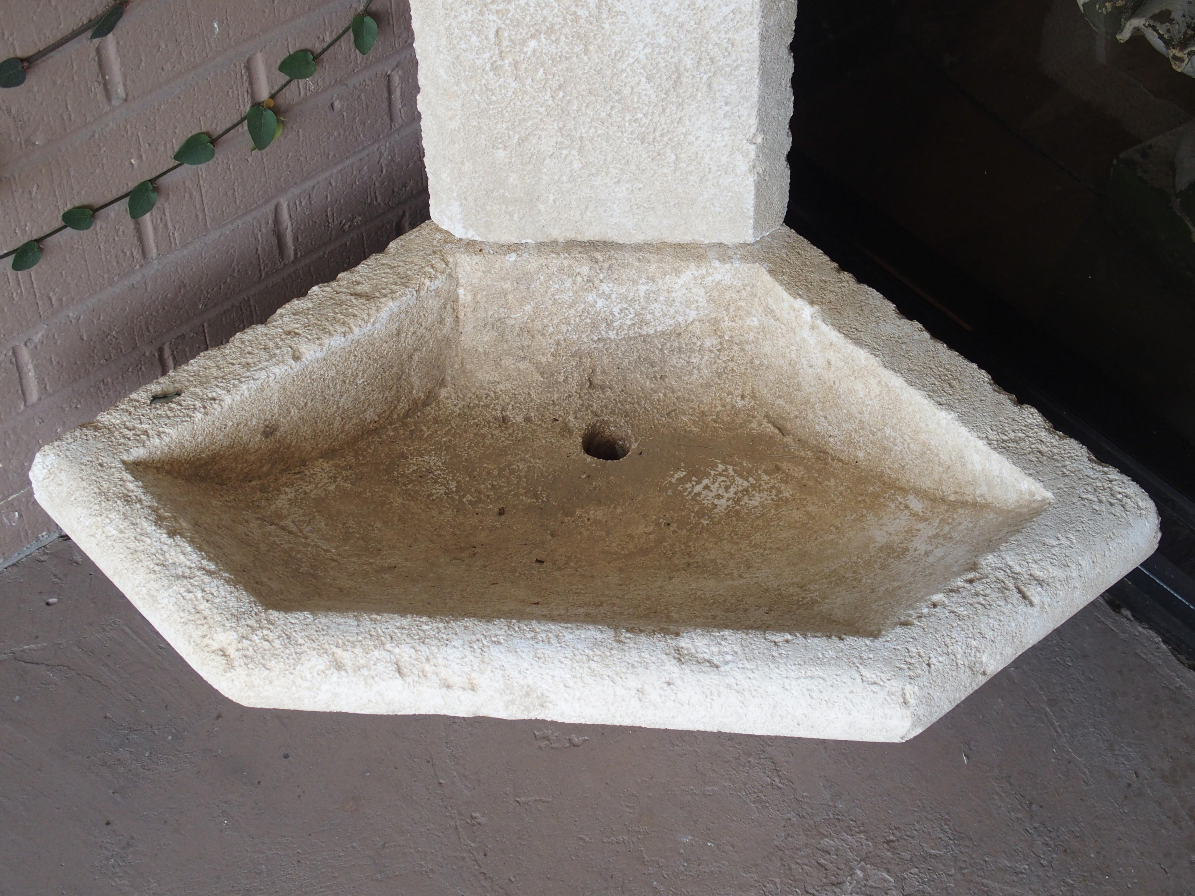 Contemporary Small Carved Limestone Corner Fountain from Provence, France