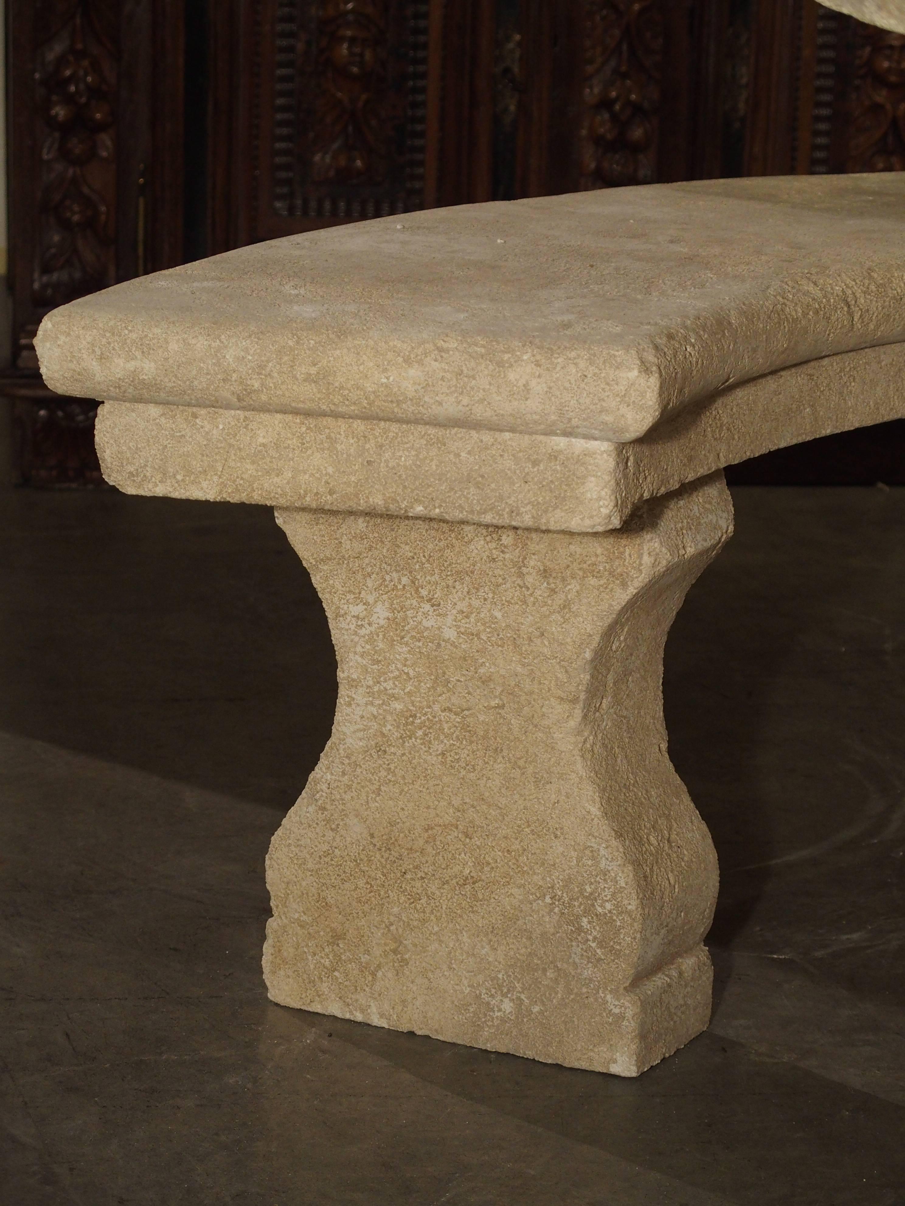 Small Carved Limestone Garden Bench from Provence, France In Good Condition In Dallas, TX