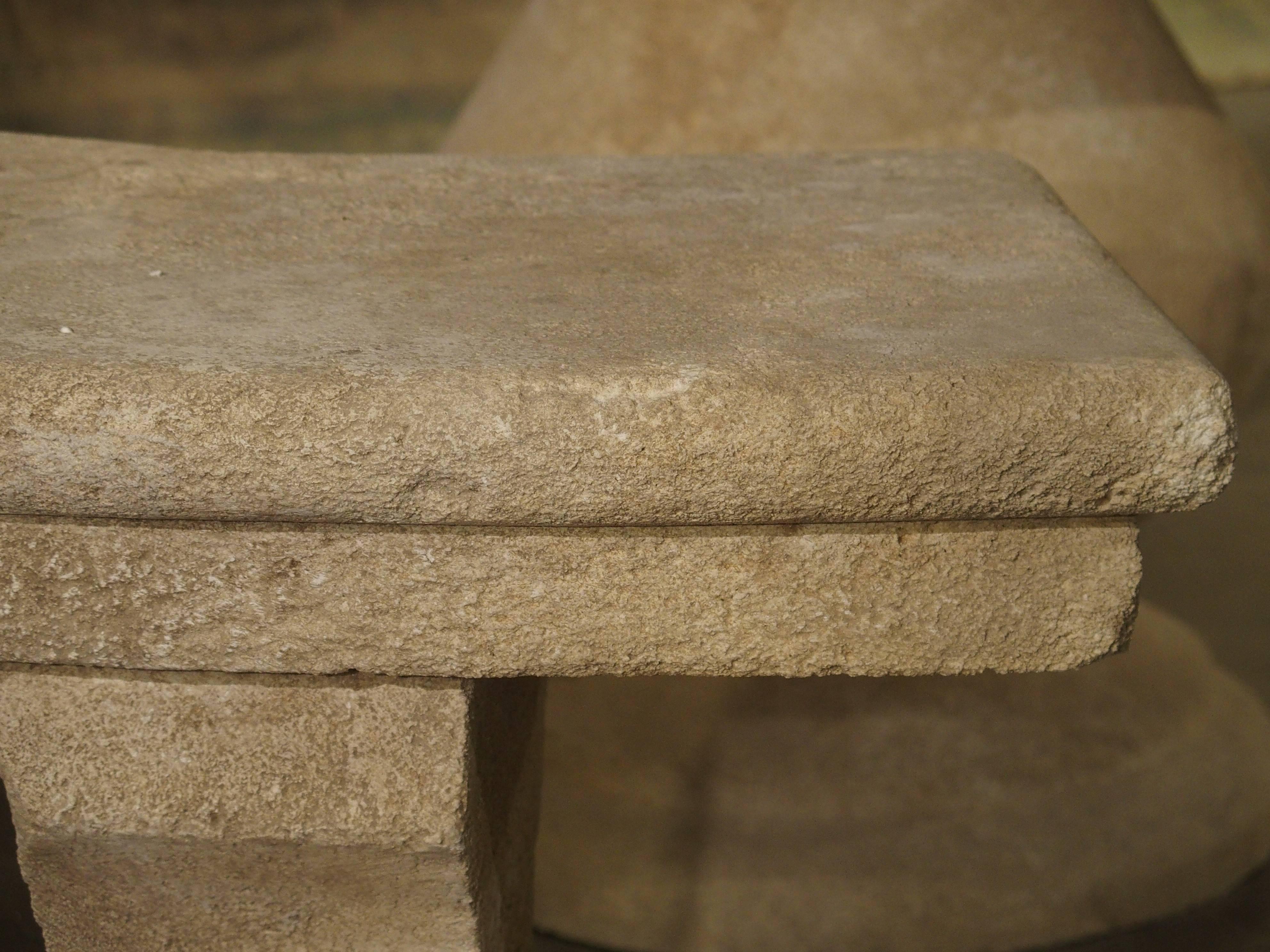 Small Carved Limestone Garden Bench from Provence, France 4