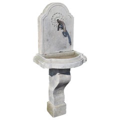 Small Carved Limestone Wall Lavabo from Southern Italy