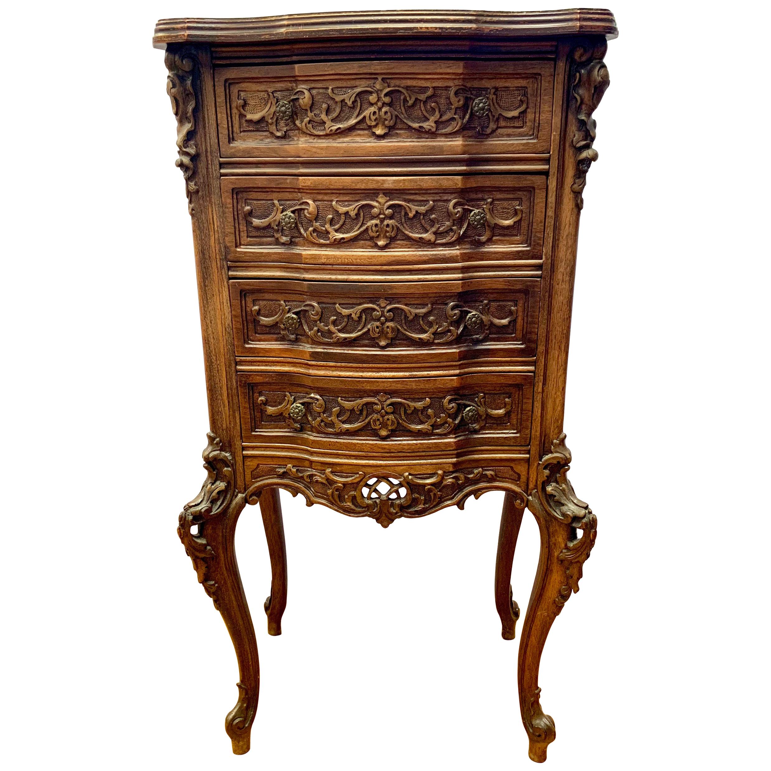 Small Carved Mahogany Chest of Drawers End Side Table Made in Italy