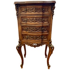 Small Carved Mahogany Chest of Drawers End Side Table Made in Italy