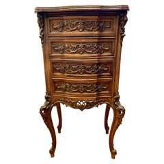 Small Carved Mahogany Chest of Drawers End Side Table Made in Italy