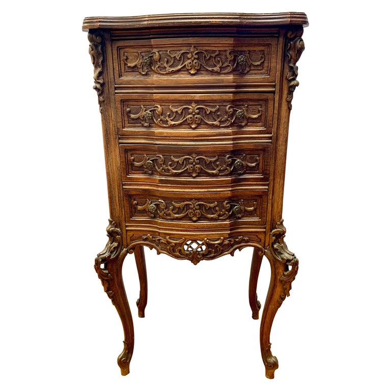 Small Carved Mahogany Chest of Drawers End Side Table Made in Italy at