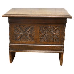 Small Carved Oak Chest or Shoe Box Coffer