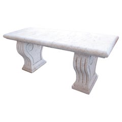 Small Carved “Pierre Dur” Stone Garden Bench from Provence, France