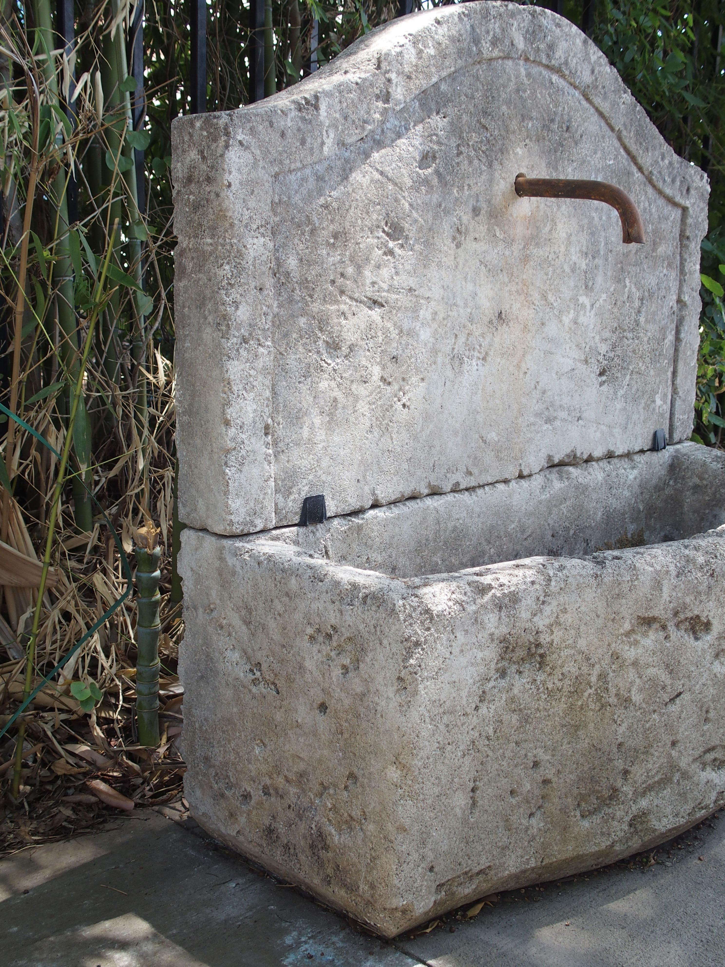 Limestone Small Carved Stone Wall Fountain from France