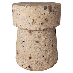 Small Carved Volcanic Stone Stool in Piñon