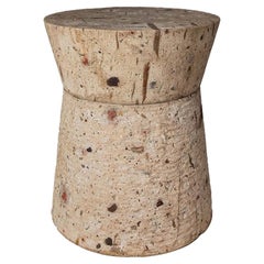 Small Carved Volcanic Stone Stool in Piñon