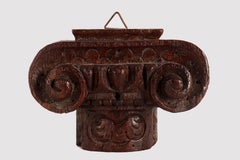 Small carved wood, depicting an Ionic capital, Italy circa 1850.